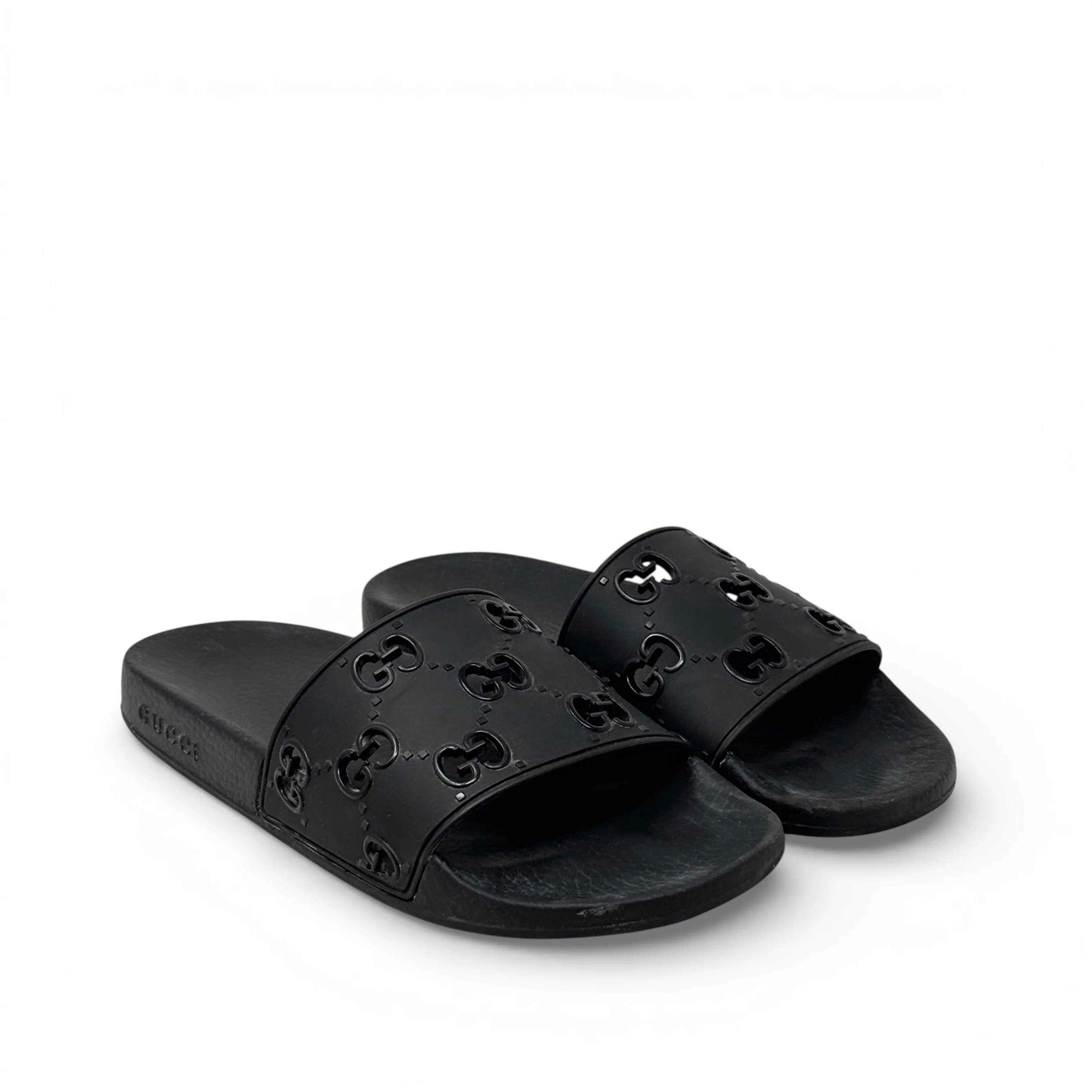 Gucci Black Rubber Logo Slides 41 - Image 4