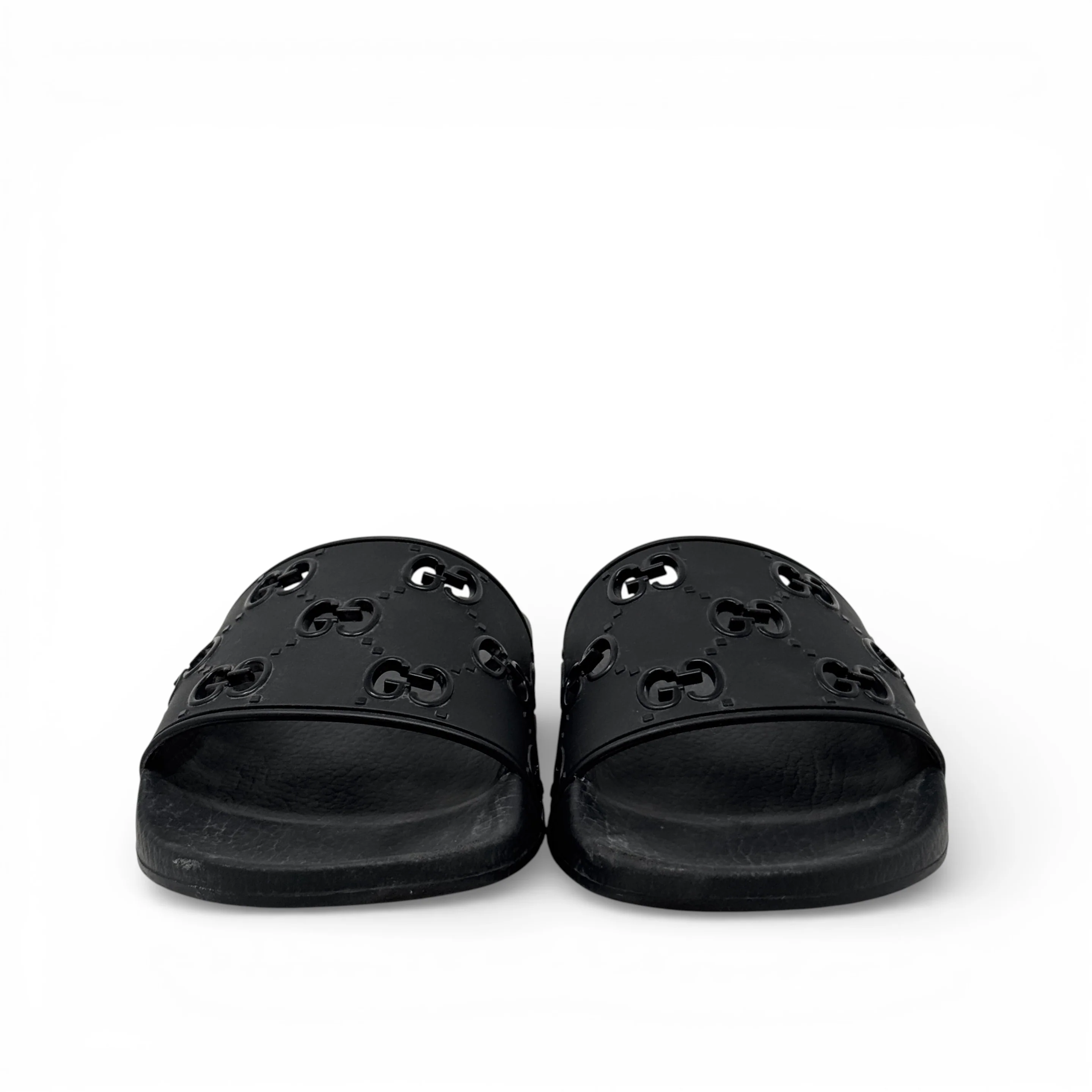 Gucci Black Rubber Logo Slides 41 - Image 5