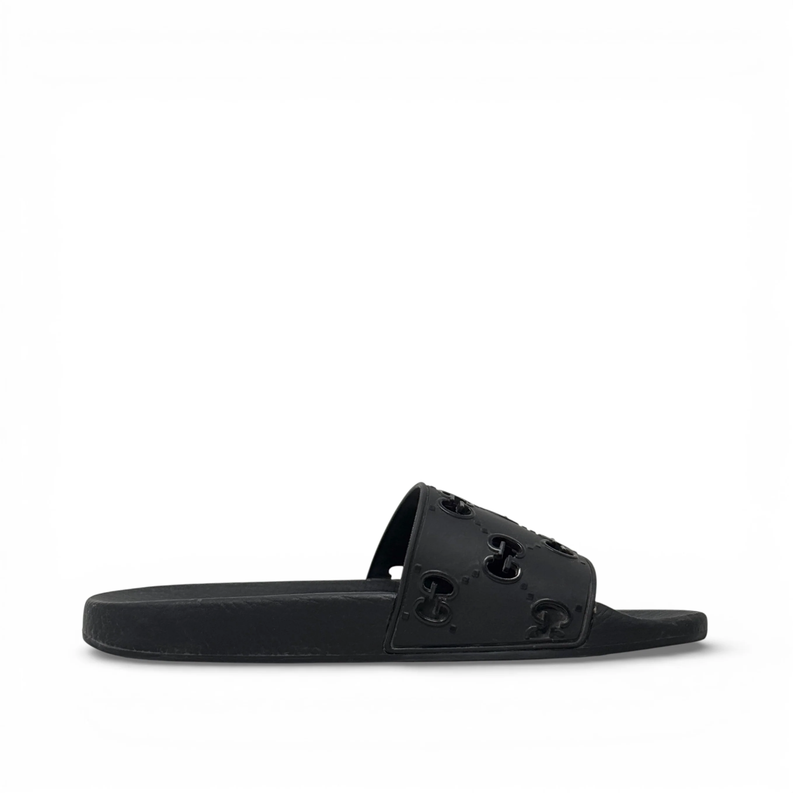 Gucci Black Rubber Logo Slides 41 - Image 6