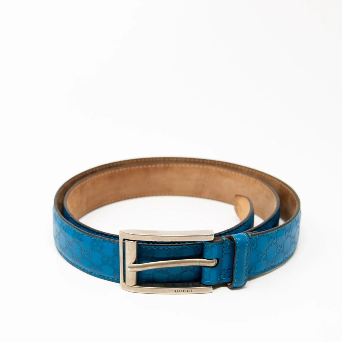 Gucci Blue Guccisima Belt 95 - Image 3
