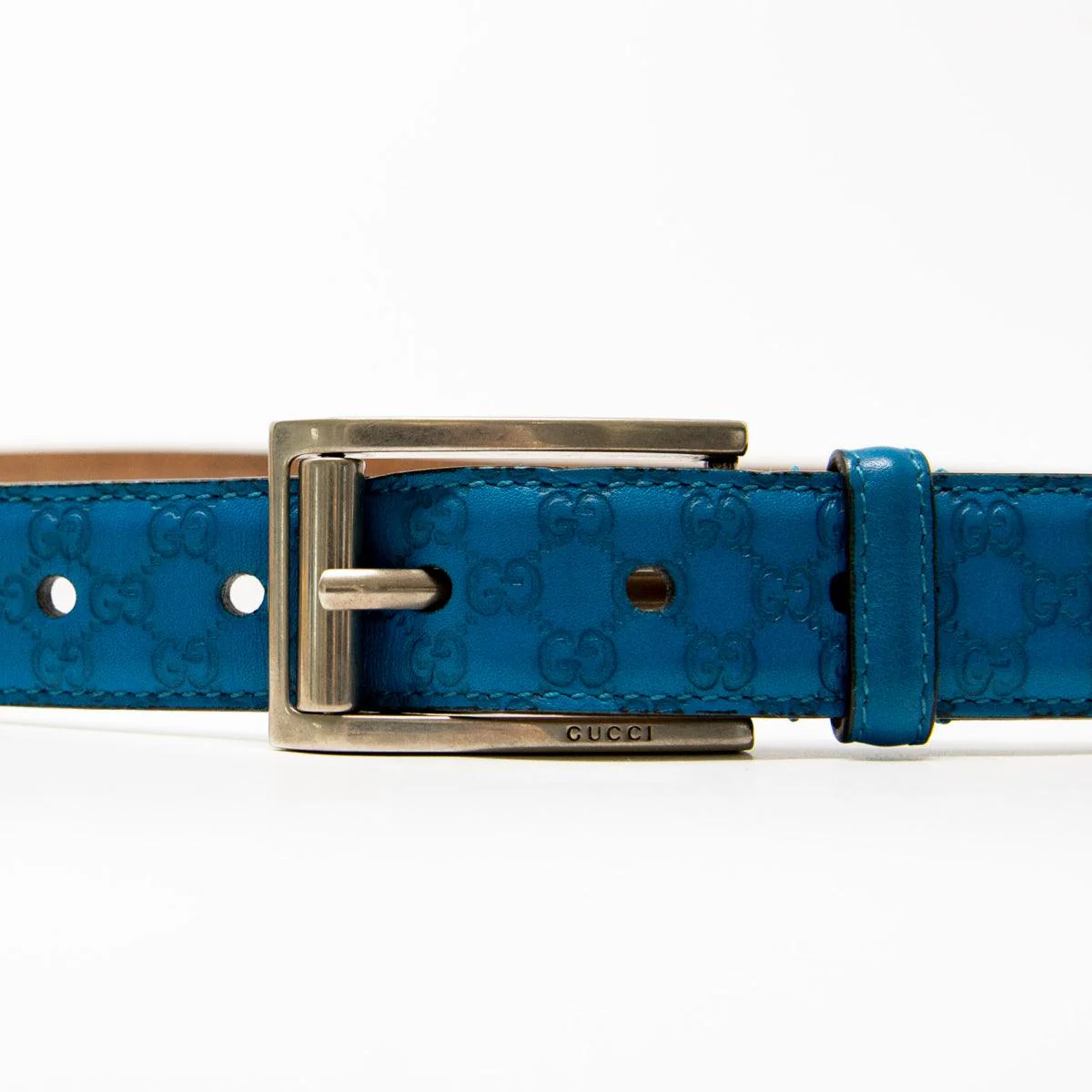 Gucci Blue Guccisima Belt 95 - Image 5