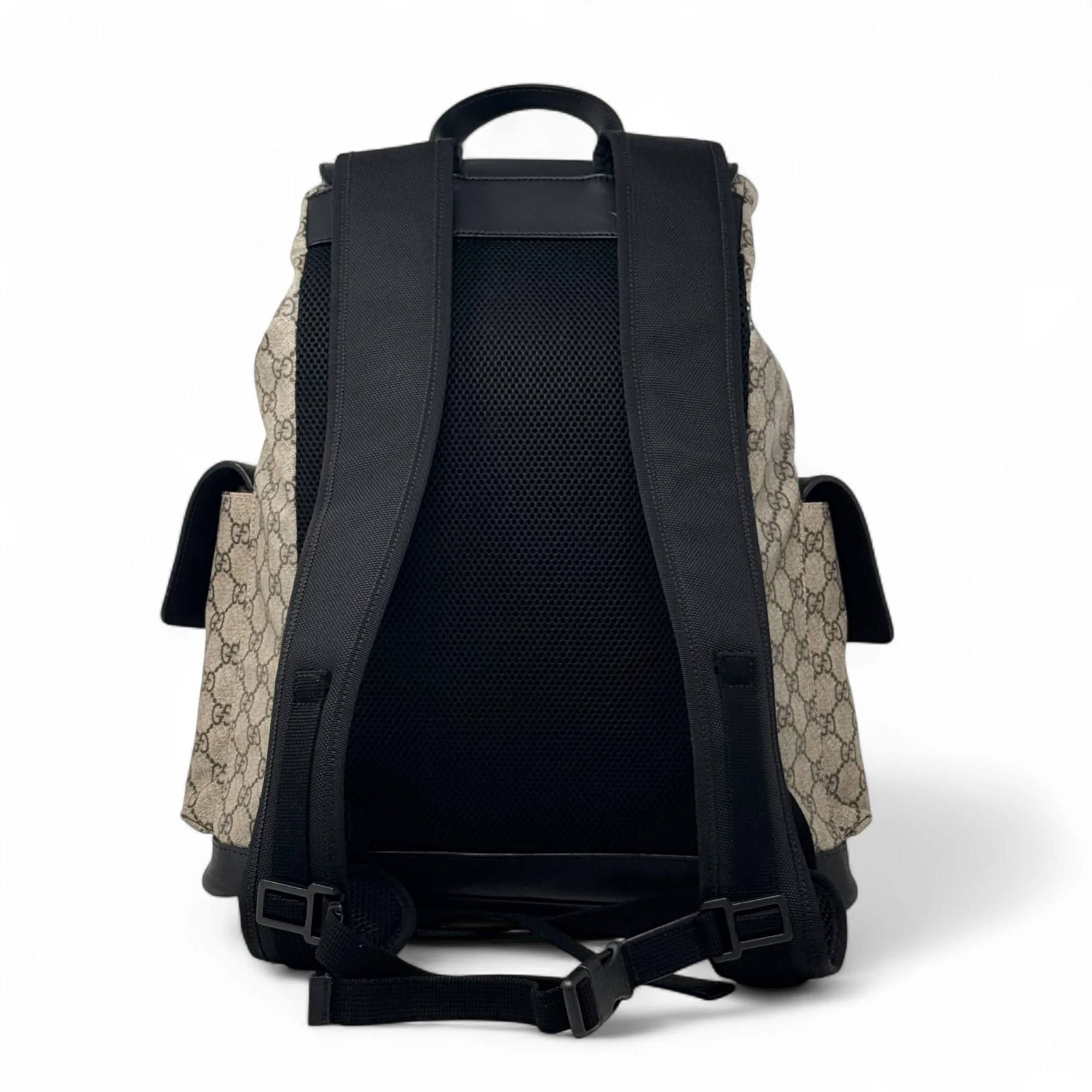 Gucci Brown GG Supreme Double Buckle Backpack - Image 3