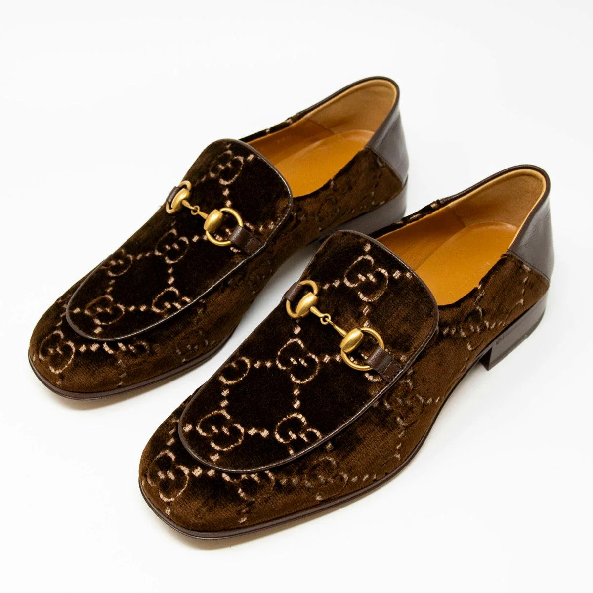 Gucci Brown Velvet GG Horsebit Loafers 7 - Image 2