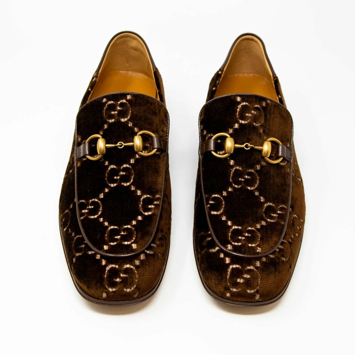 Gucci Brown Velvet GG Horsebit Loafers 7 - Image 5