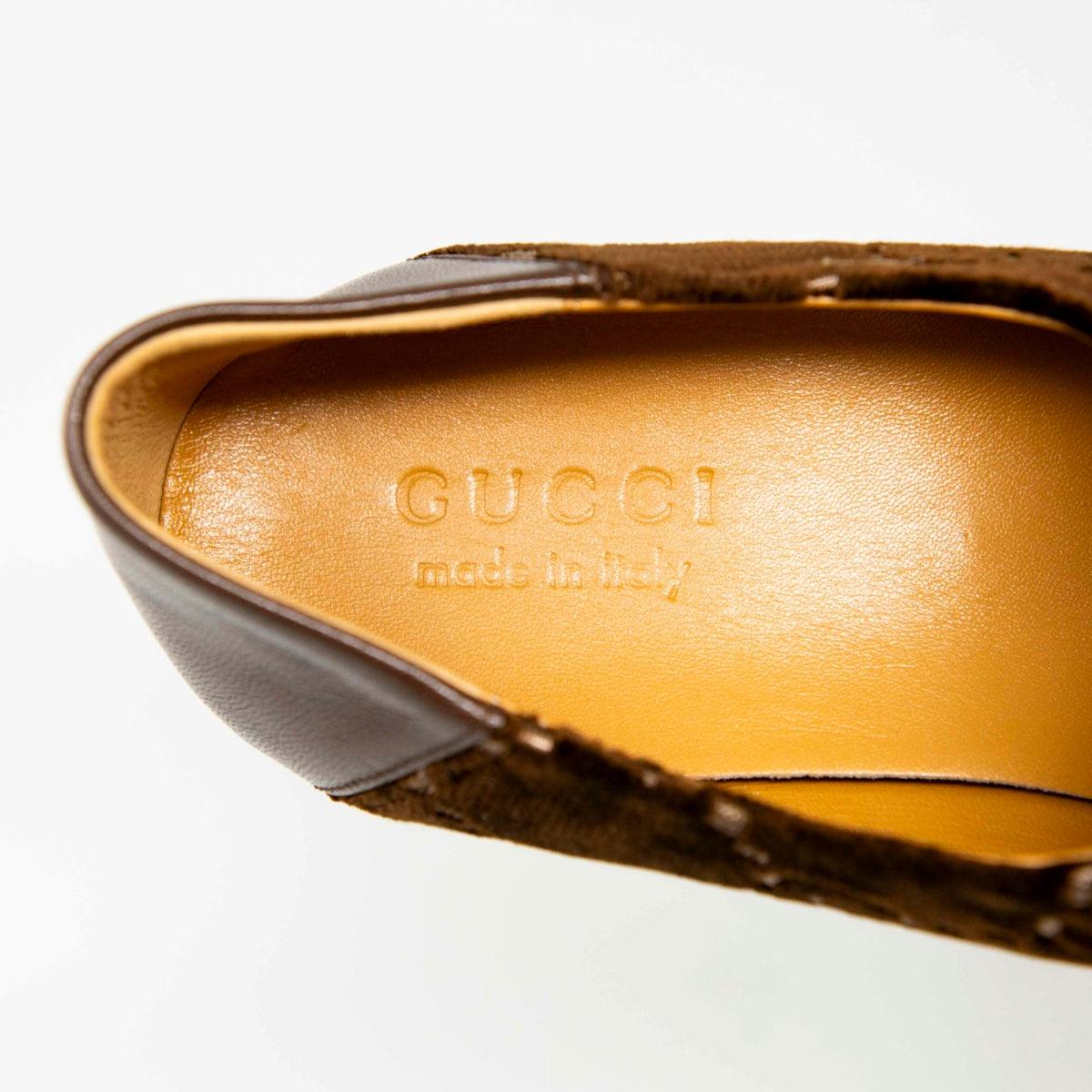 Gucci Brown Velvet GG Horsebit Loafers 7 - Image 9