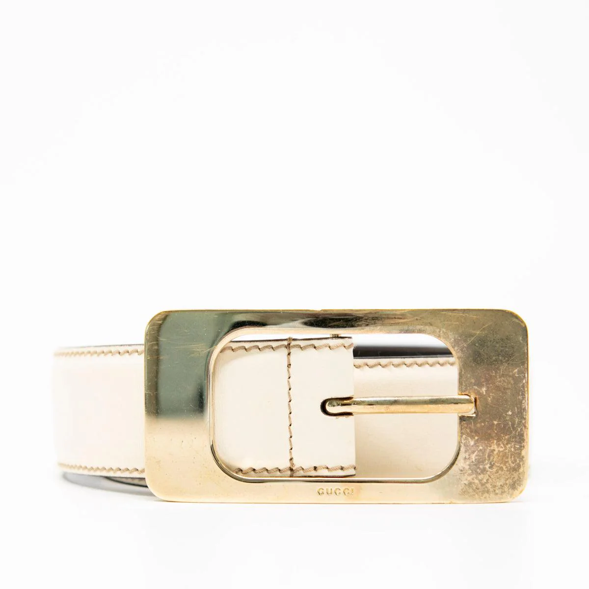 Gucci Ivory Vintage Buckle Belt - Image 3