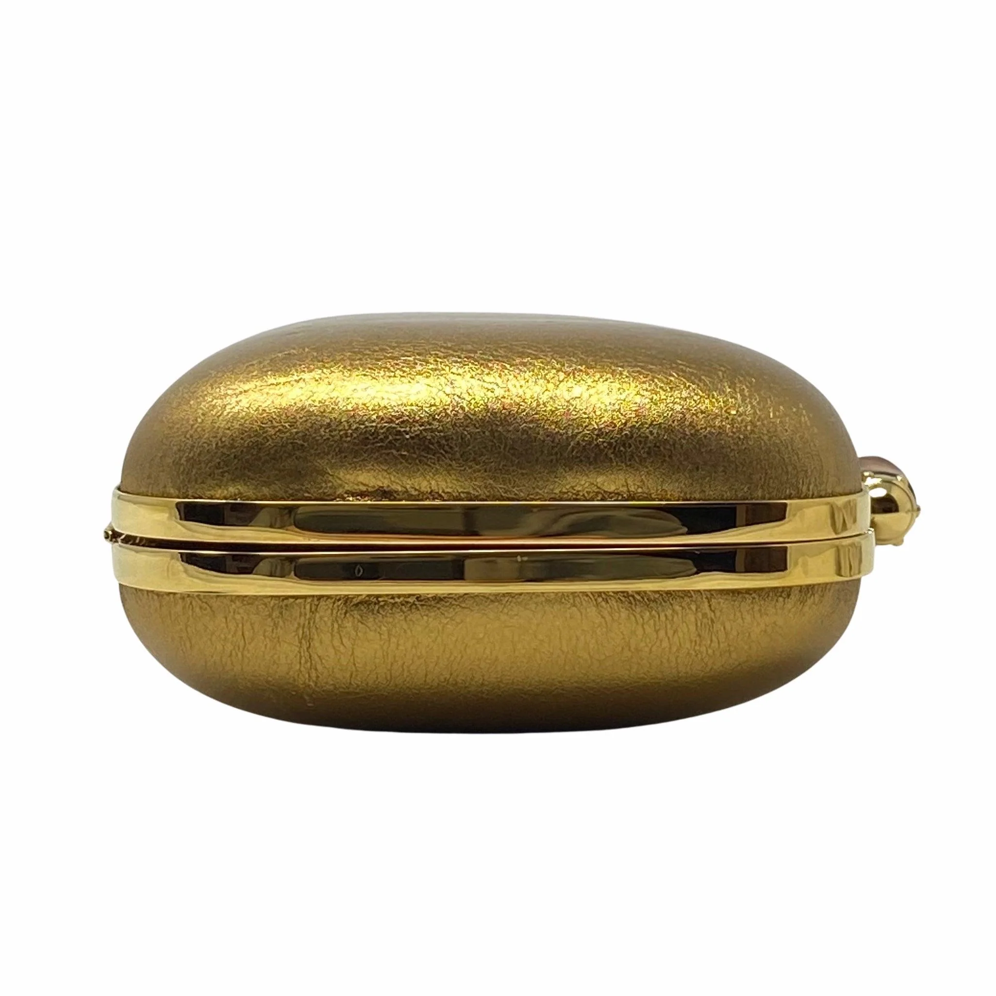 Gucci Metallic Gold Bamboo Minaudiere Clutch - Image 3