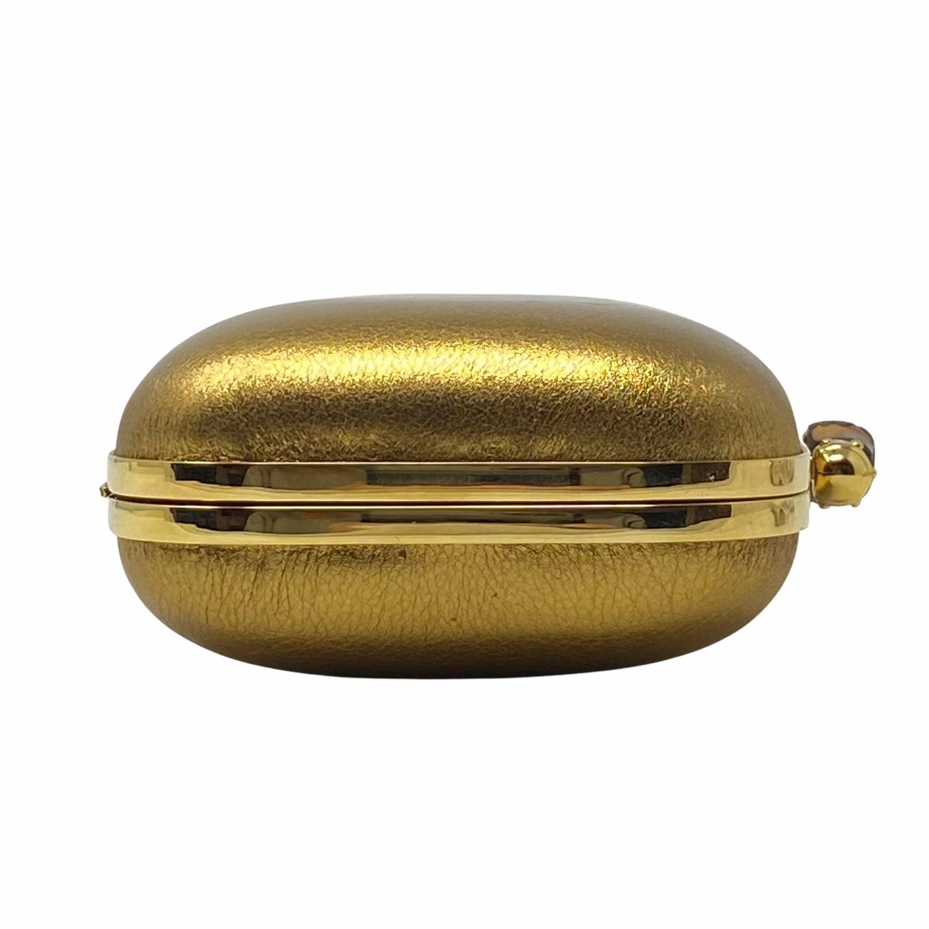 Gucci Metallic Gold Bamboo Minaudiere Clutch - Image 4