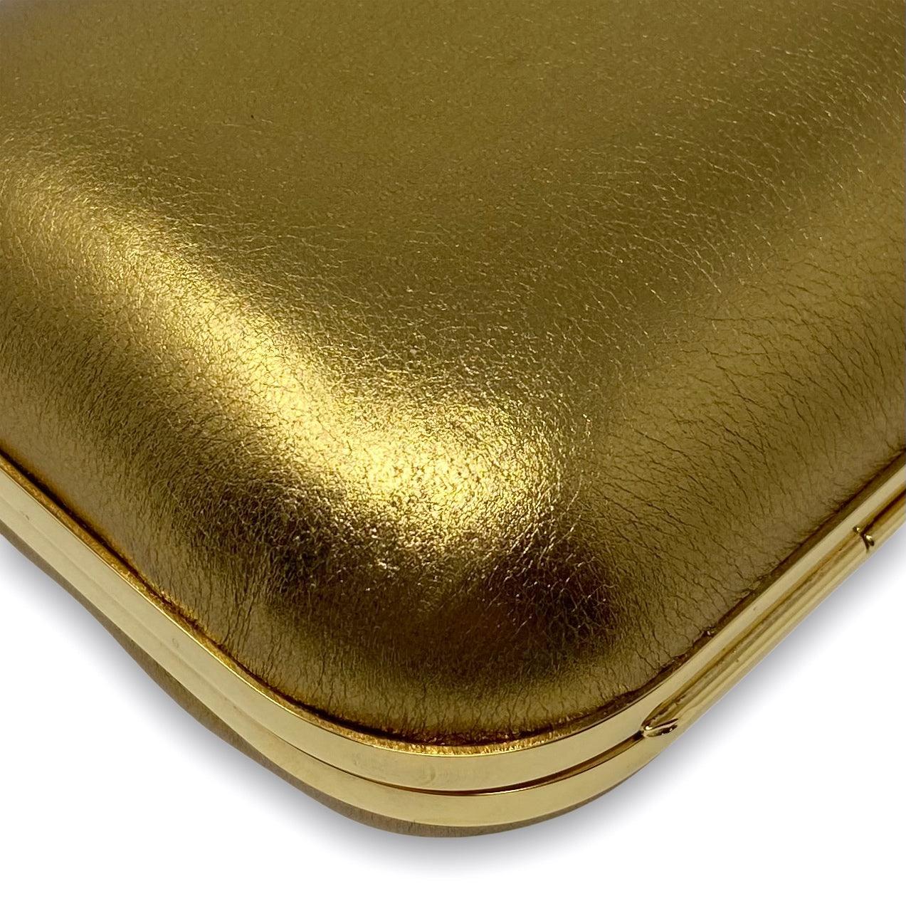 Gucci Metallic Gold Bamboo Minaudiere Clutch - Image 6