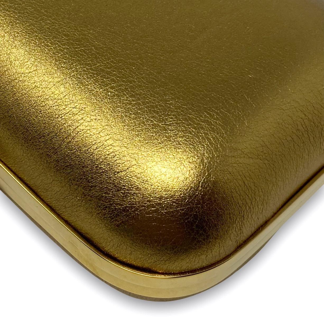 Gucci Metallic Gold Bamboo Minaudiere Clutch - Image 7