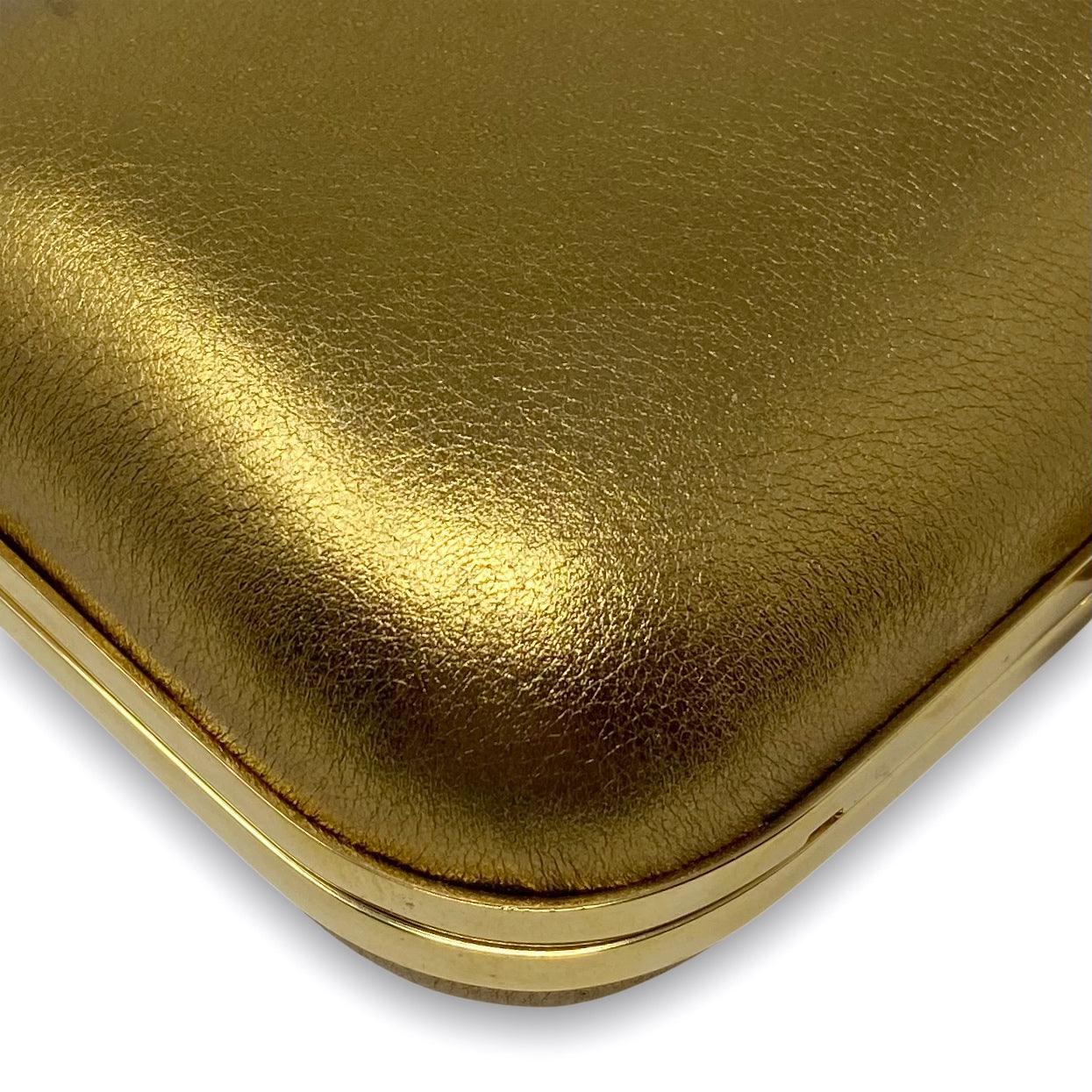 Gucci Metallic Gold Bamboo Minaudiere Clutch - Image 8
