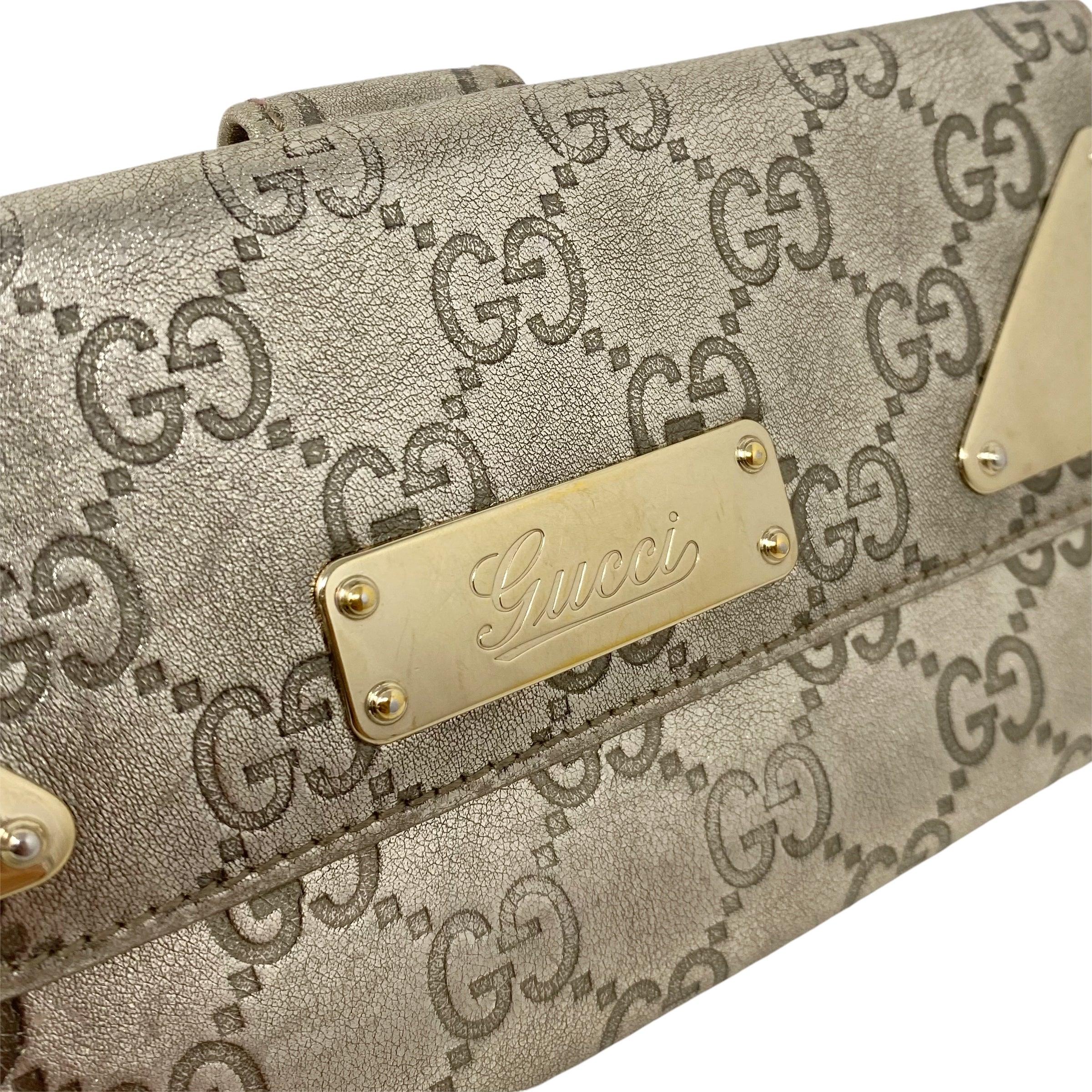 Gucci Metallic Gold Guccissima Indy Continental Wallet - Image 10