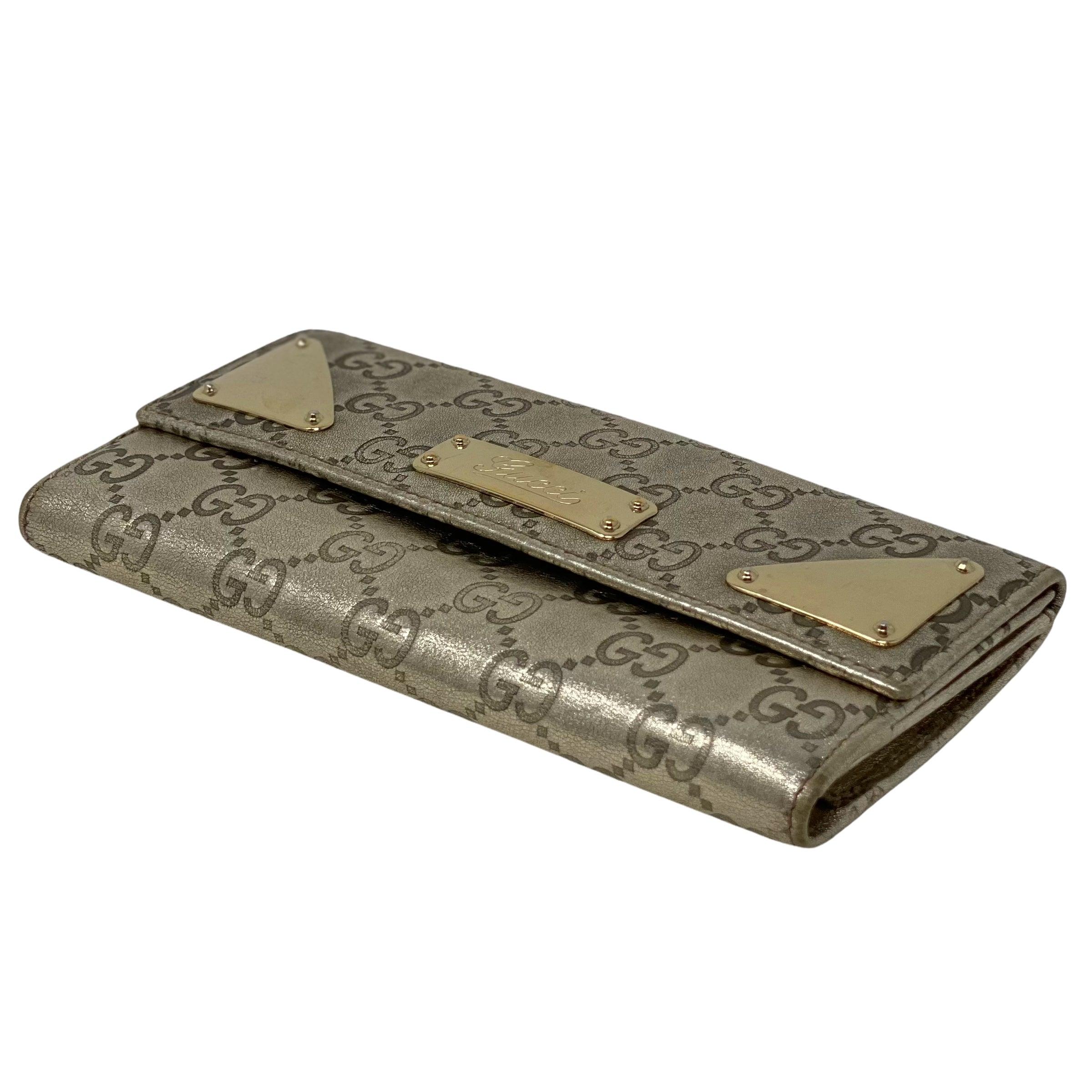 Gucci Metallic Gold Guccissima Indy Continental Wallet - Image 3