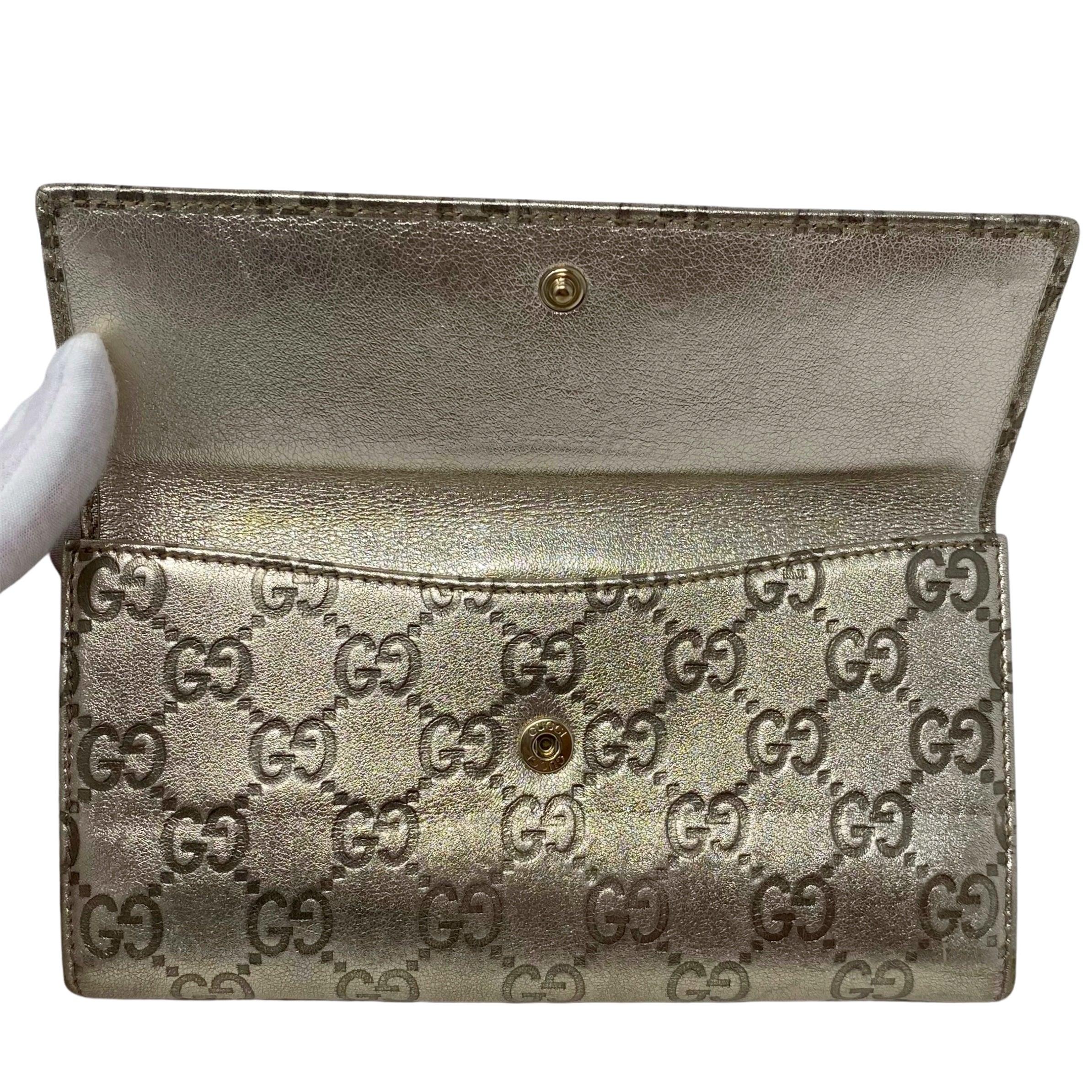 Gucci Metallic Gold Guccissima Indy Continental Wallet - Image 4