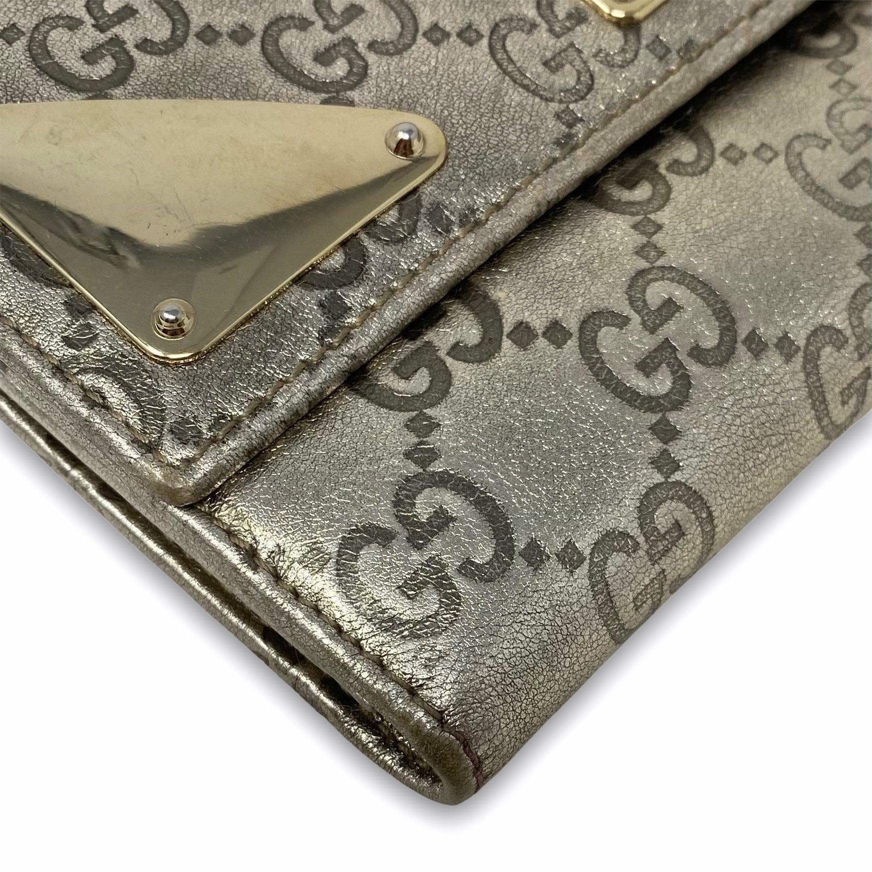 Gucci Metallic Gold Guccissima Indy Continental Wallet - Image 5