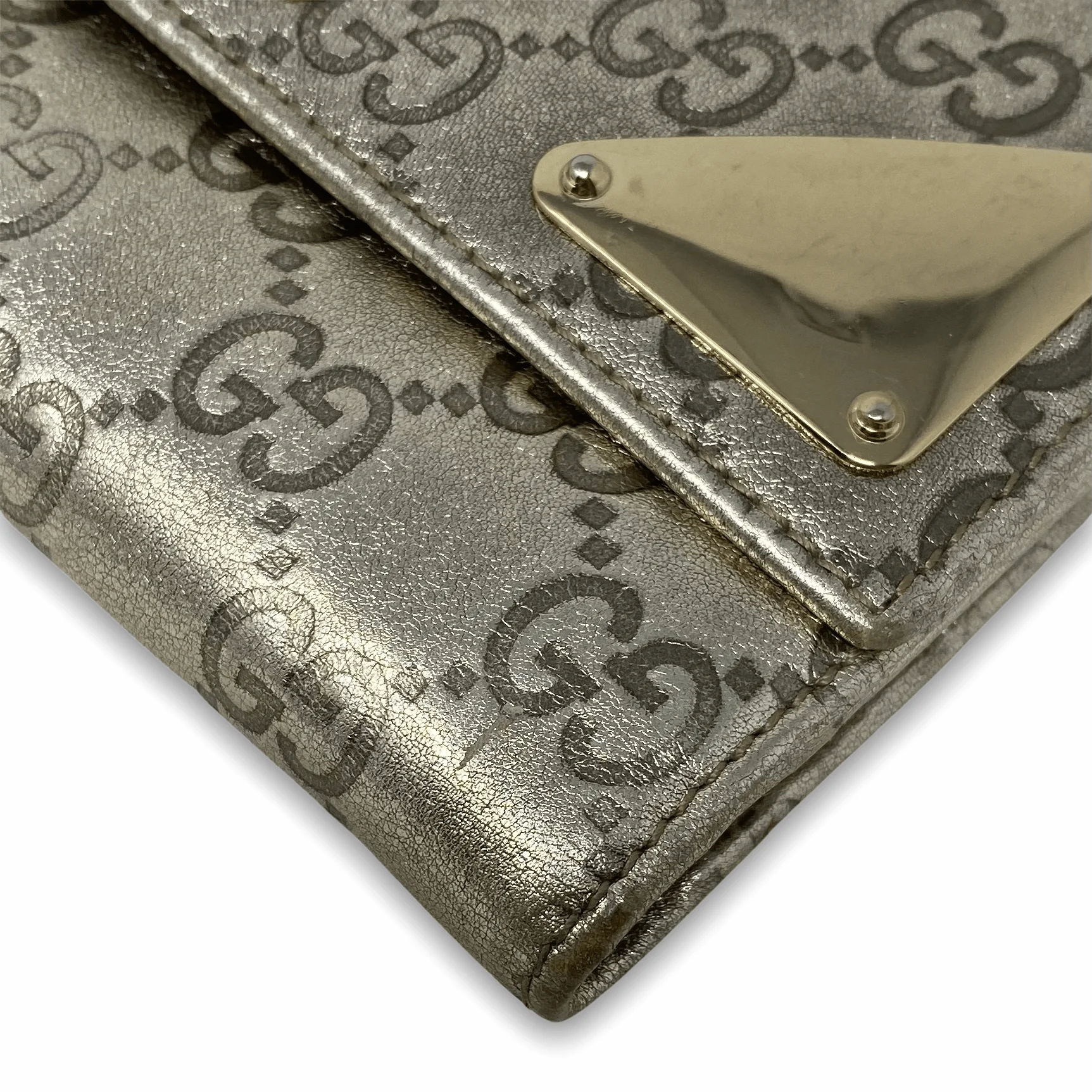 Gucci Metallic Gold Guccissima Indy Continental Wallet - Image 6