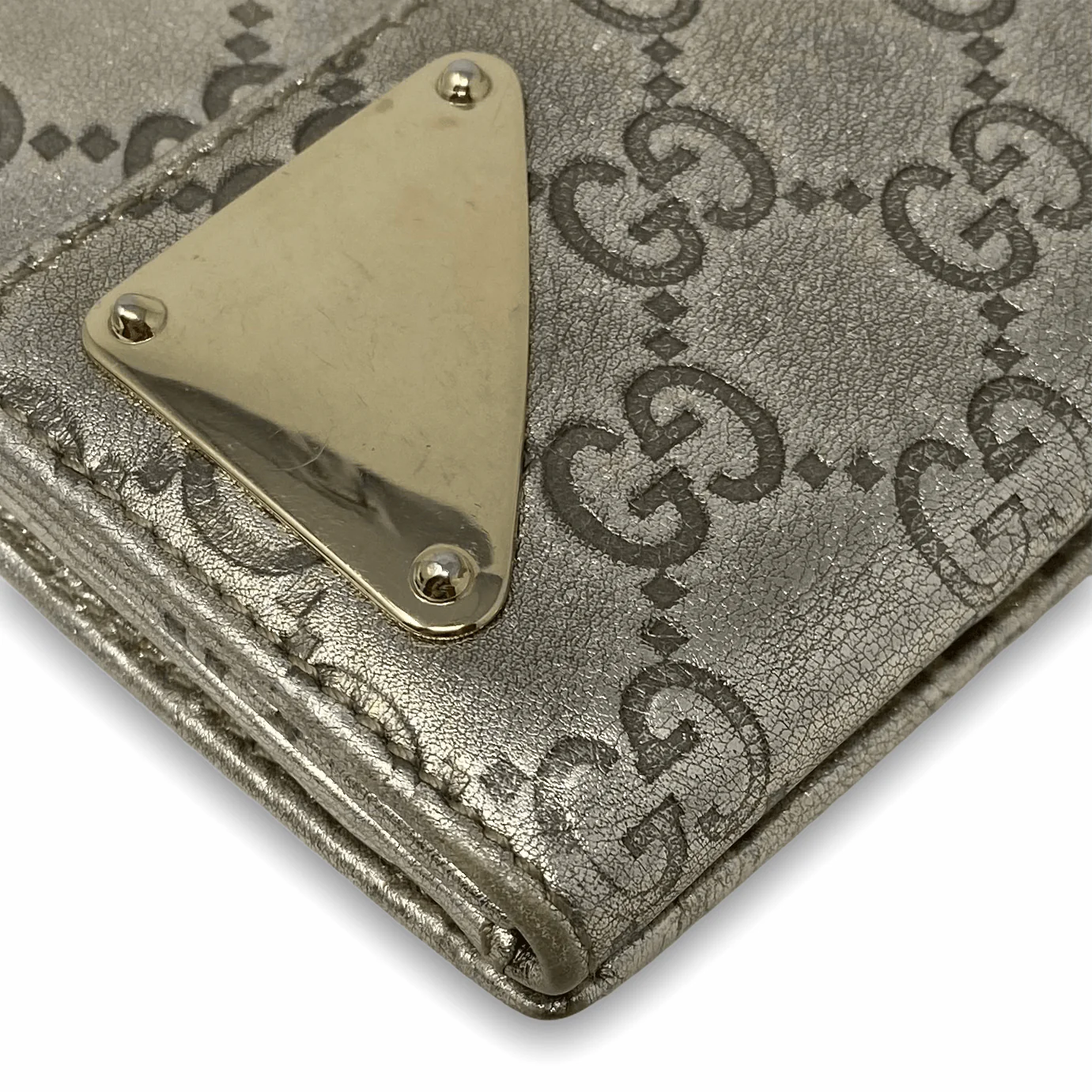 Gucci Metallic Gold Guccissima Indy Continental Wallet - Image 7