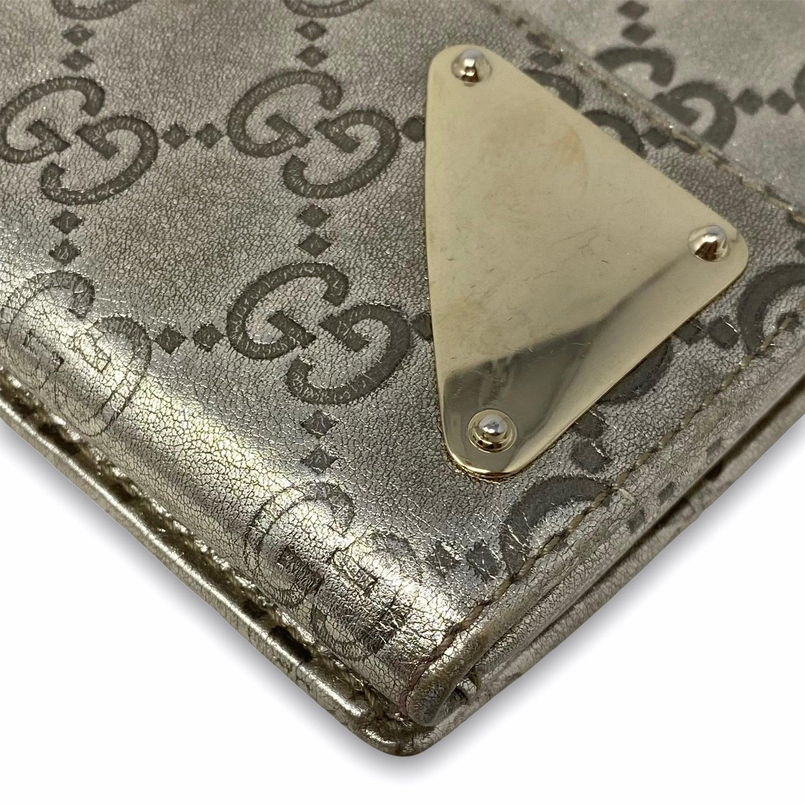 Gucci Metallic Gold Guccissima Indy Continental Wallet - Image 8