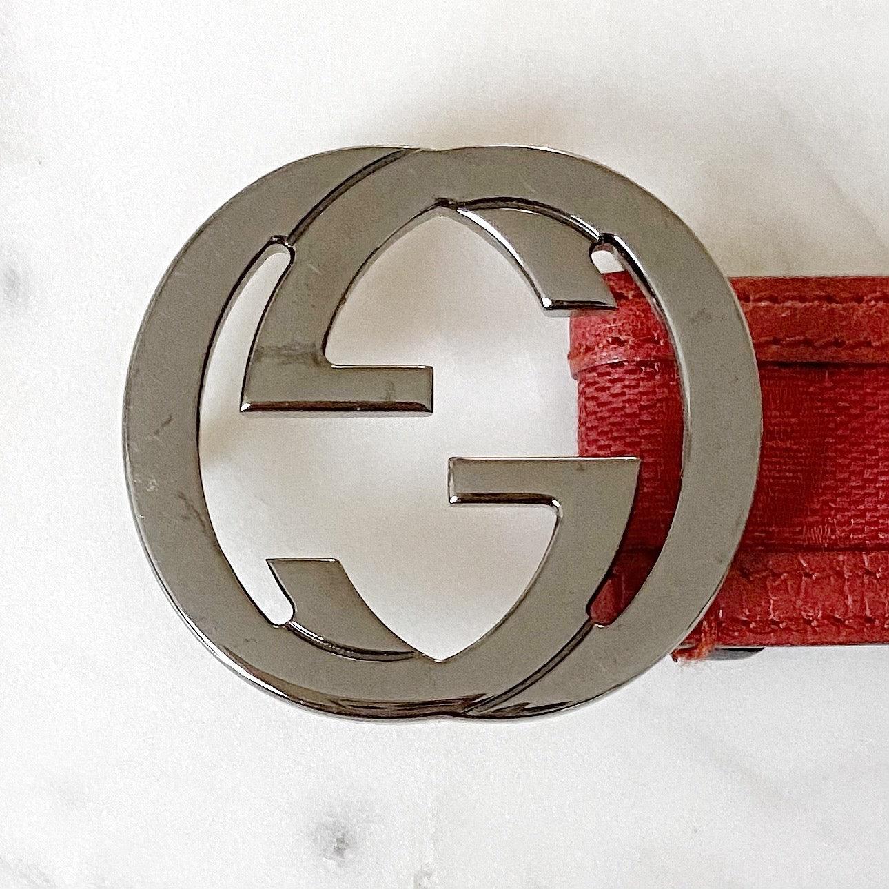 Gucci Red Canvas Belt 65/26 - Image 2