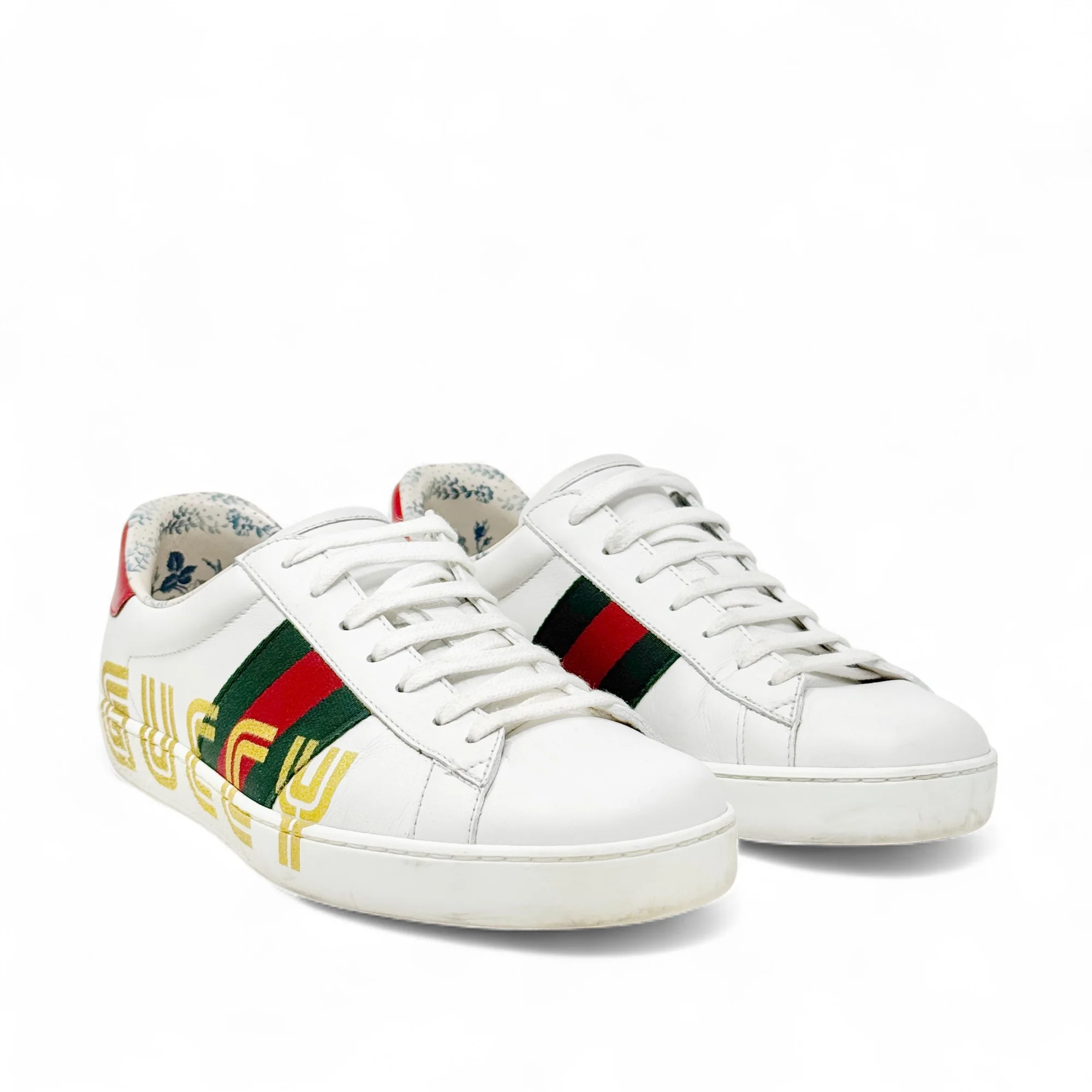 Gucci White Guccy Print Ace Sneakers 7 - Image 4