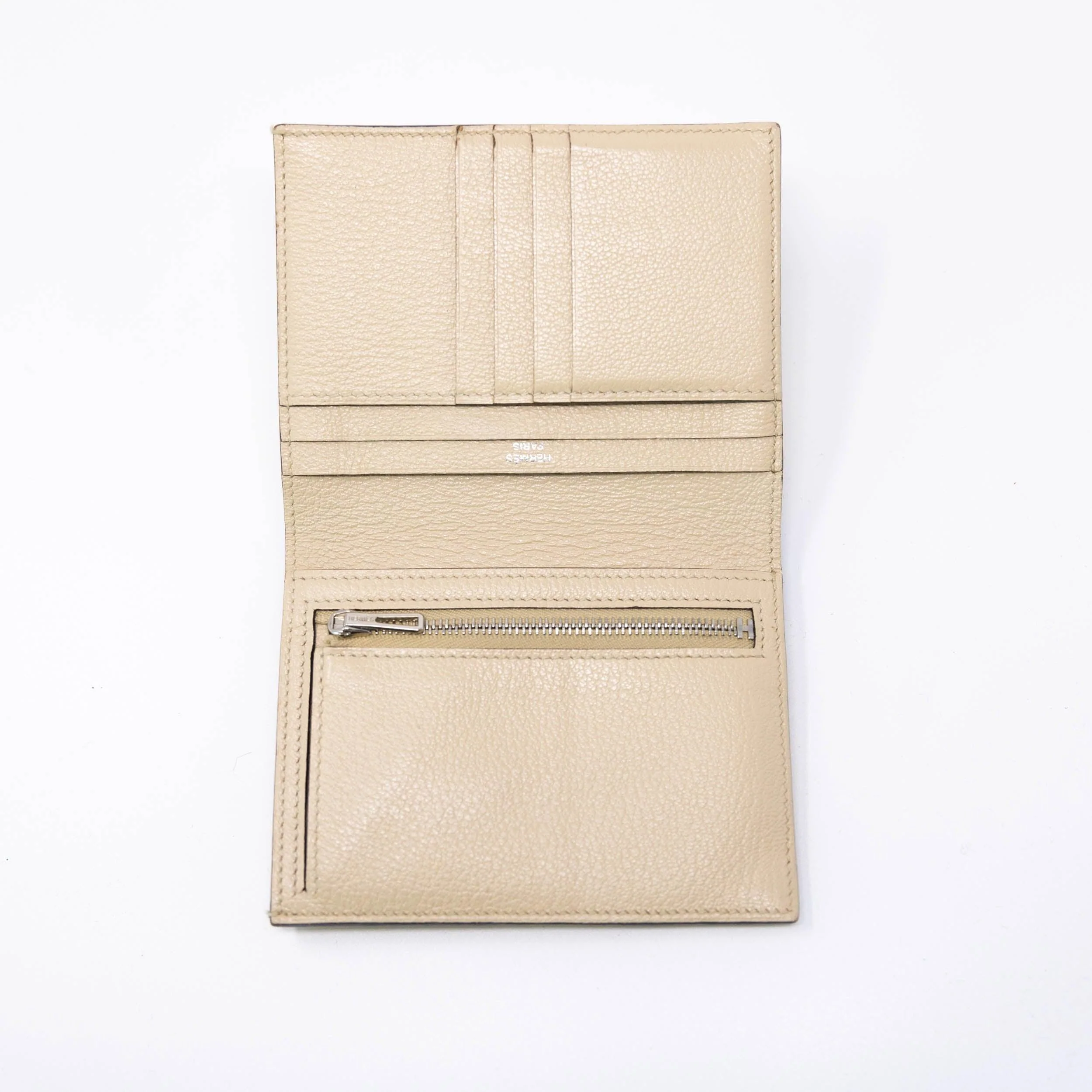 Hermes Beige Clay Ostrich Compact Bearn Wallet - Image 3