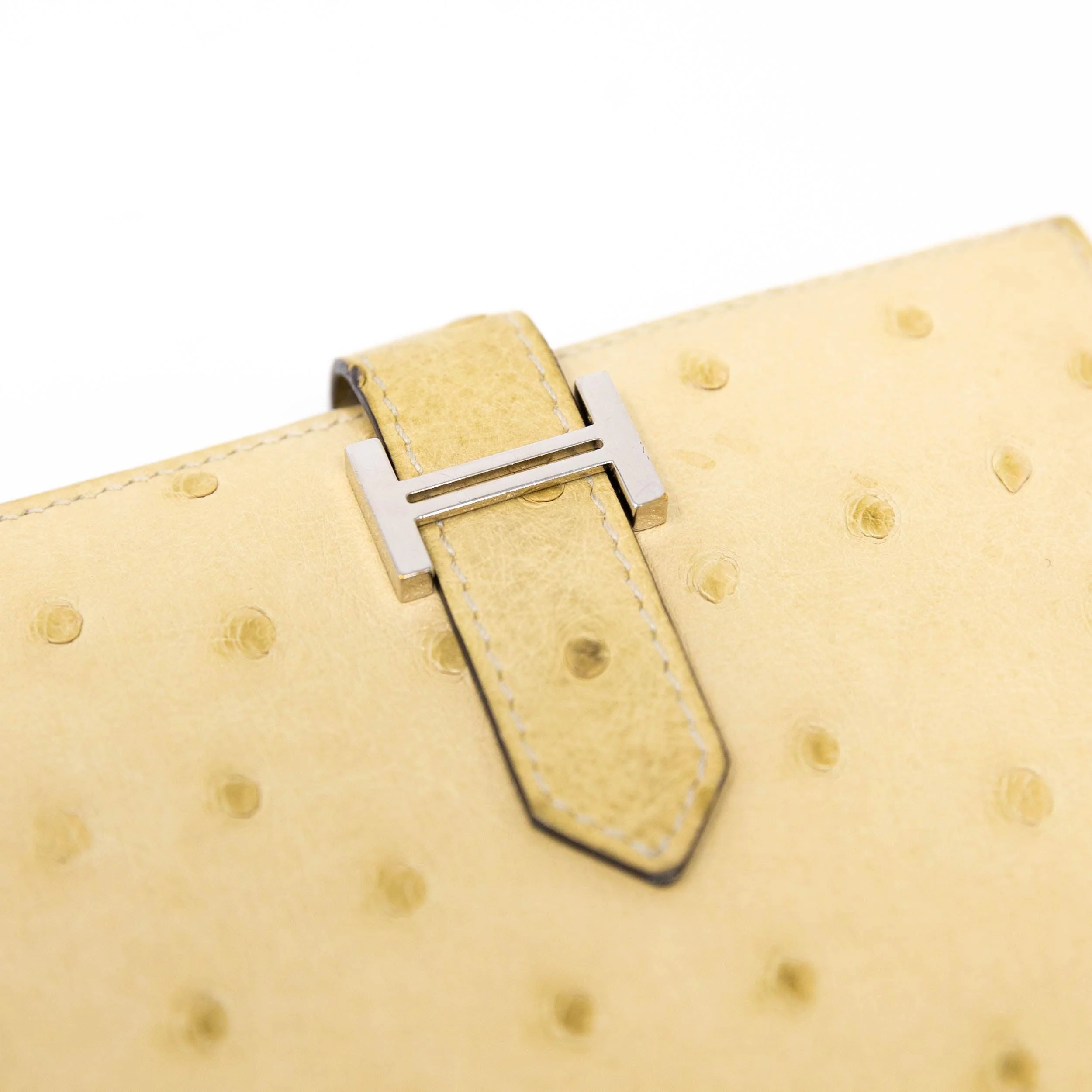 Hermes Beige Clay Ostrich Compact Bearn Wallet - Image 4