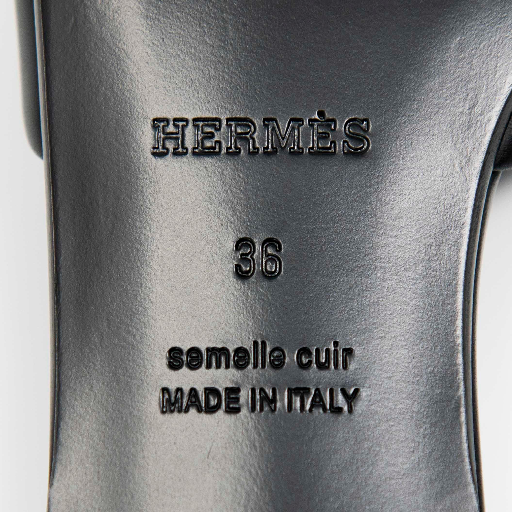 Hermes Black Calfskin Dune Sandals 36 - Image 10