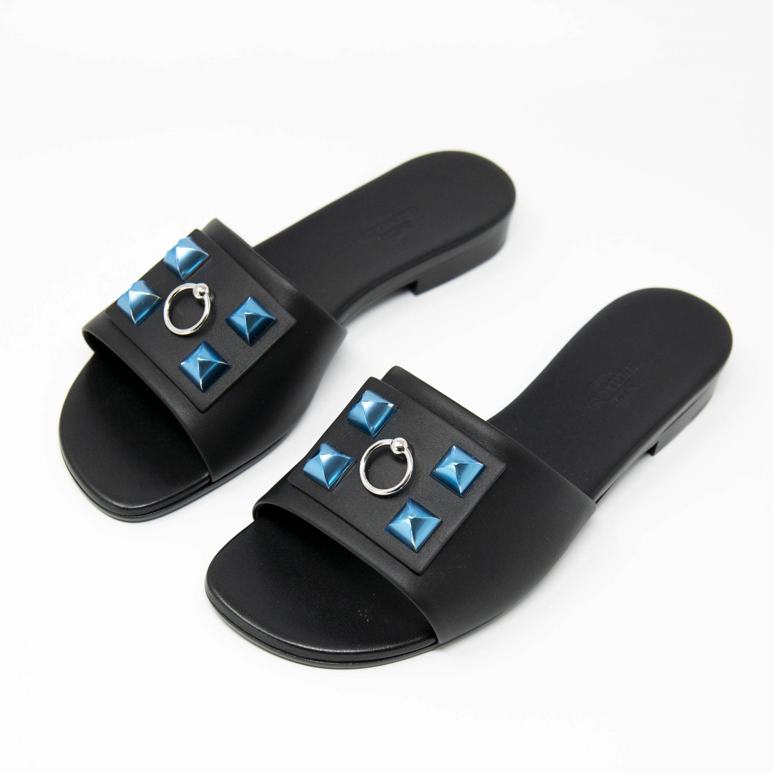 Hermes Black Calfskin Dune Sandals 36 - Image 2