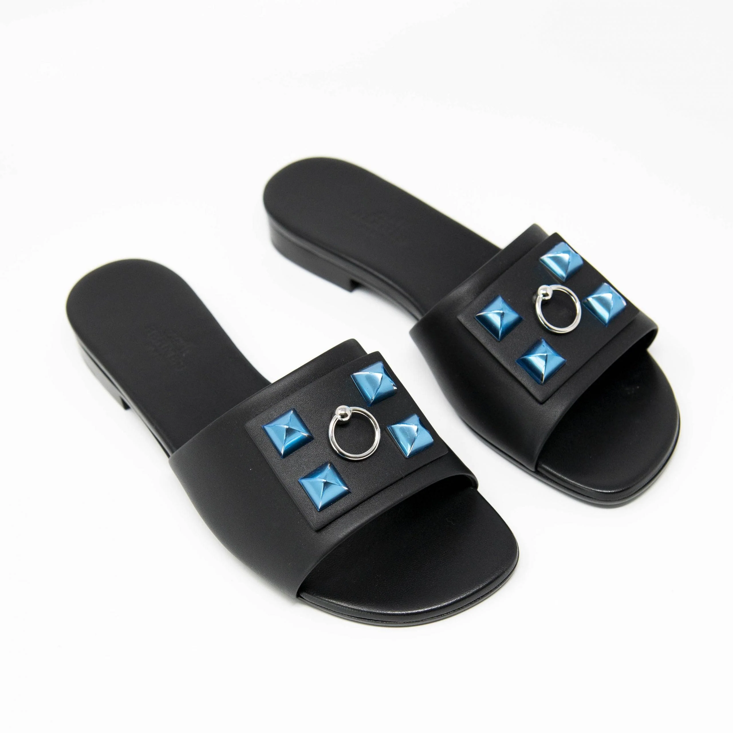 Hermes Black Calfskin Dune Sandals 36 - Image 4