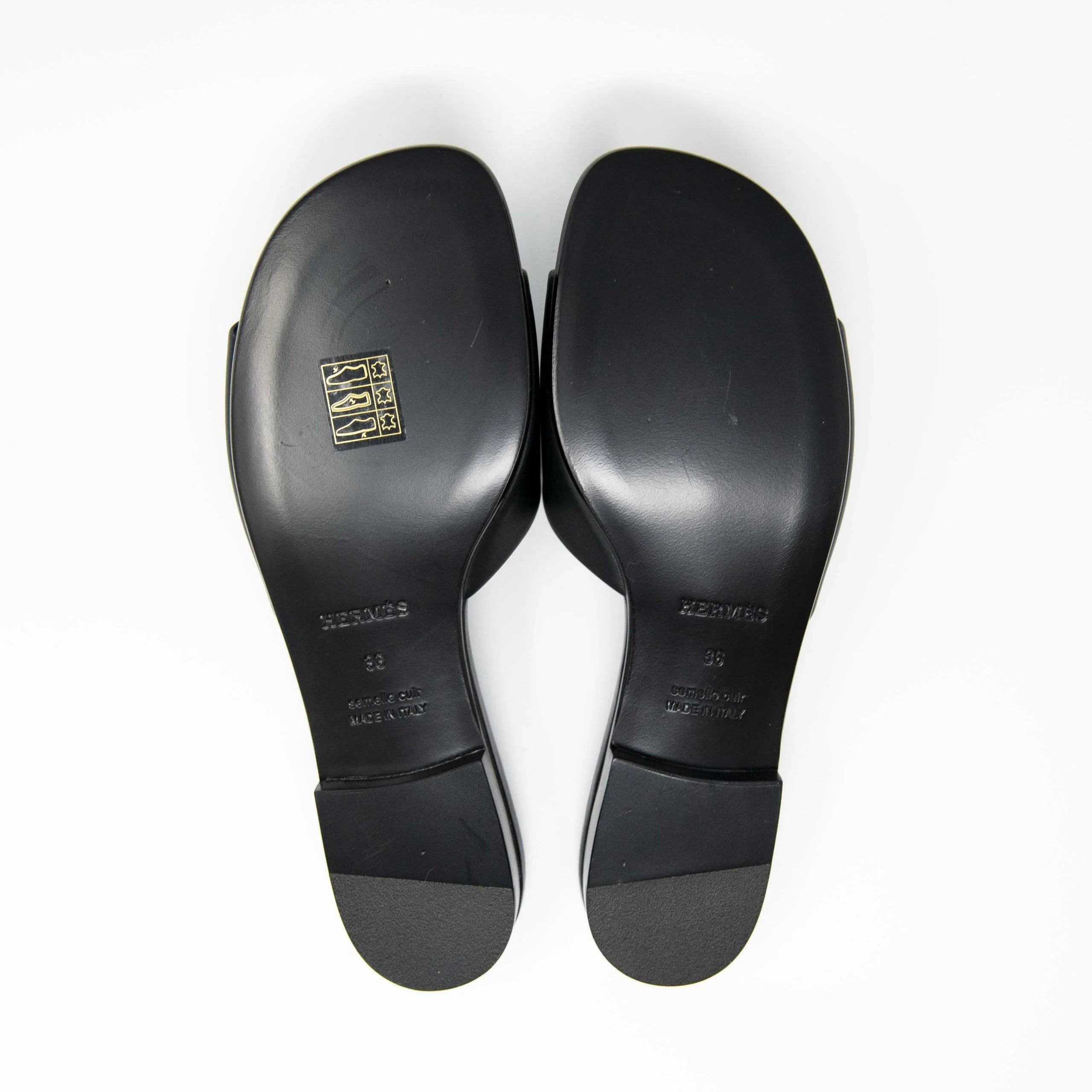 Hermes Black Calfskin Dune Sandals 36 - Image 9
