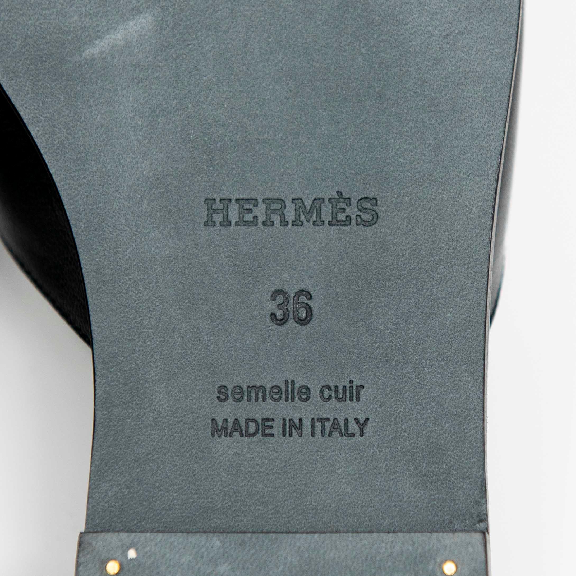 Hermes Black Chevre Auteuil Sandals 36 - Image 10