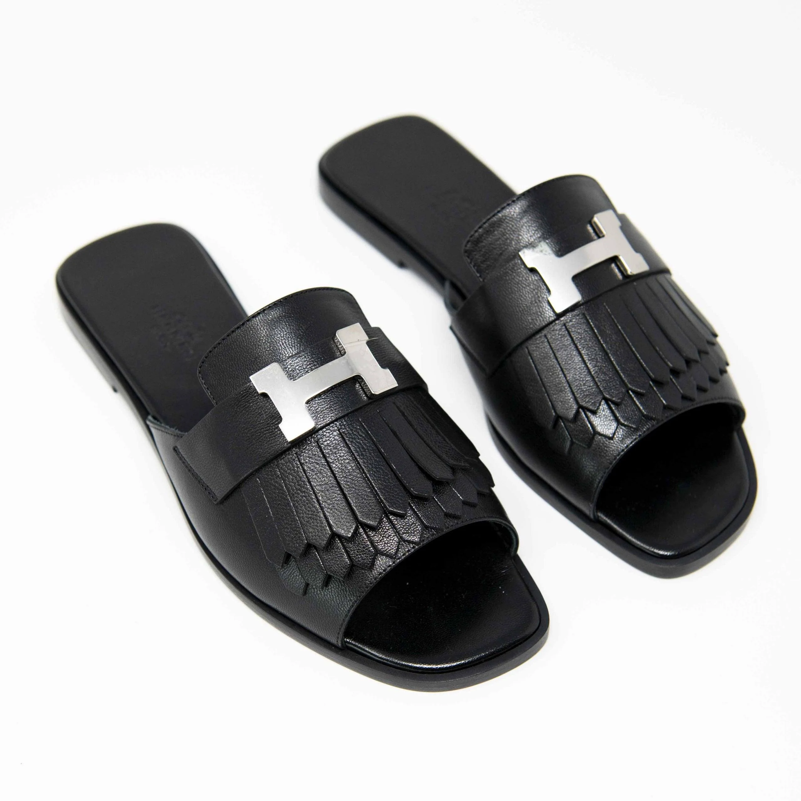 Hermes Black Chevre Auteuil Sandals 36 - Image 3