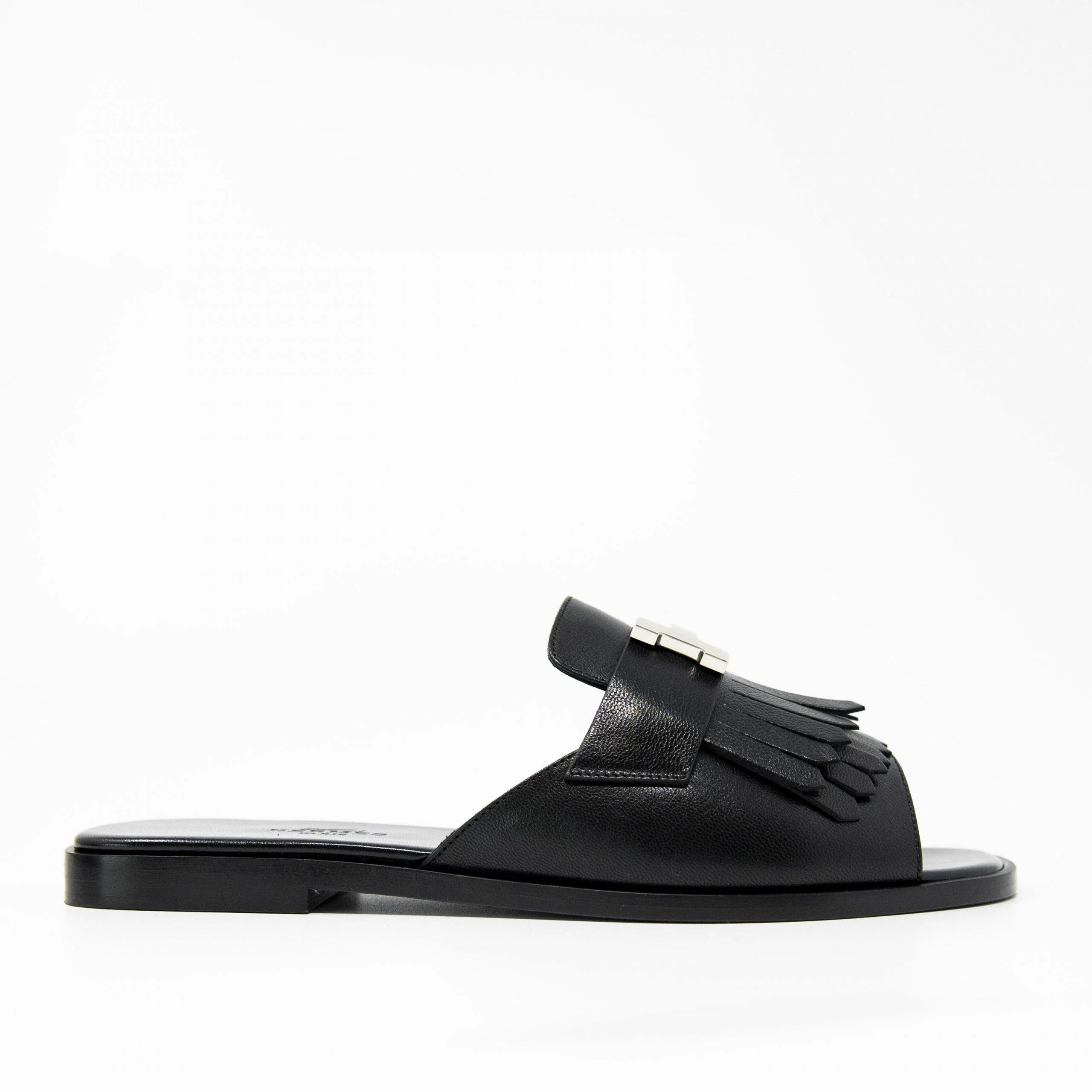 Hermes Black Chevre Auteuil Sandals 36 - Image 4