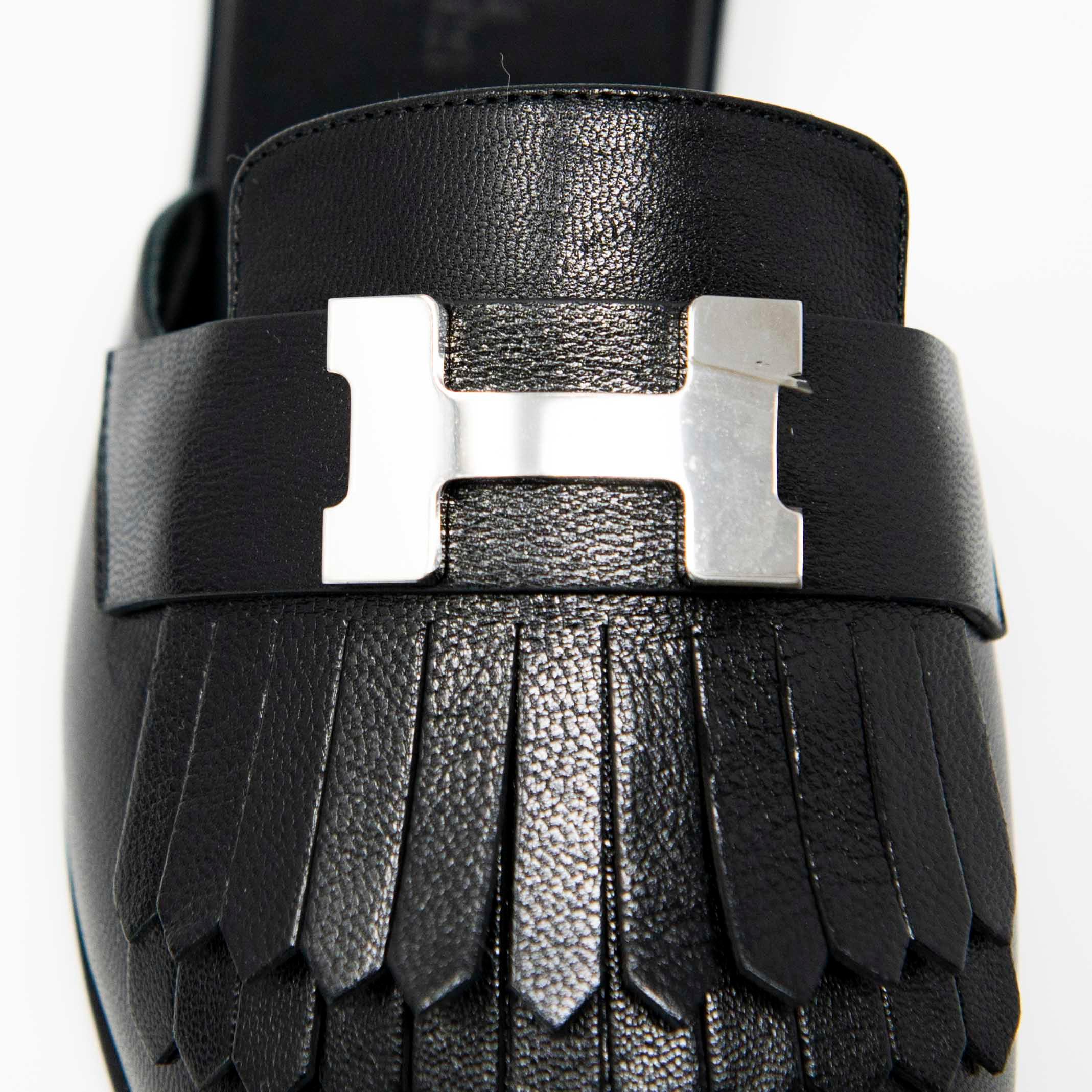 Hermes Black Chevre Auteuil Sandals 36 - Image 7