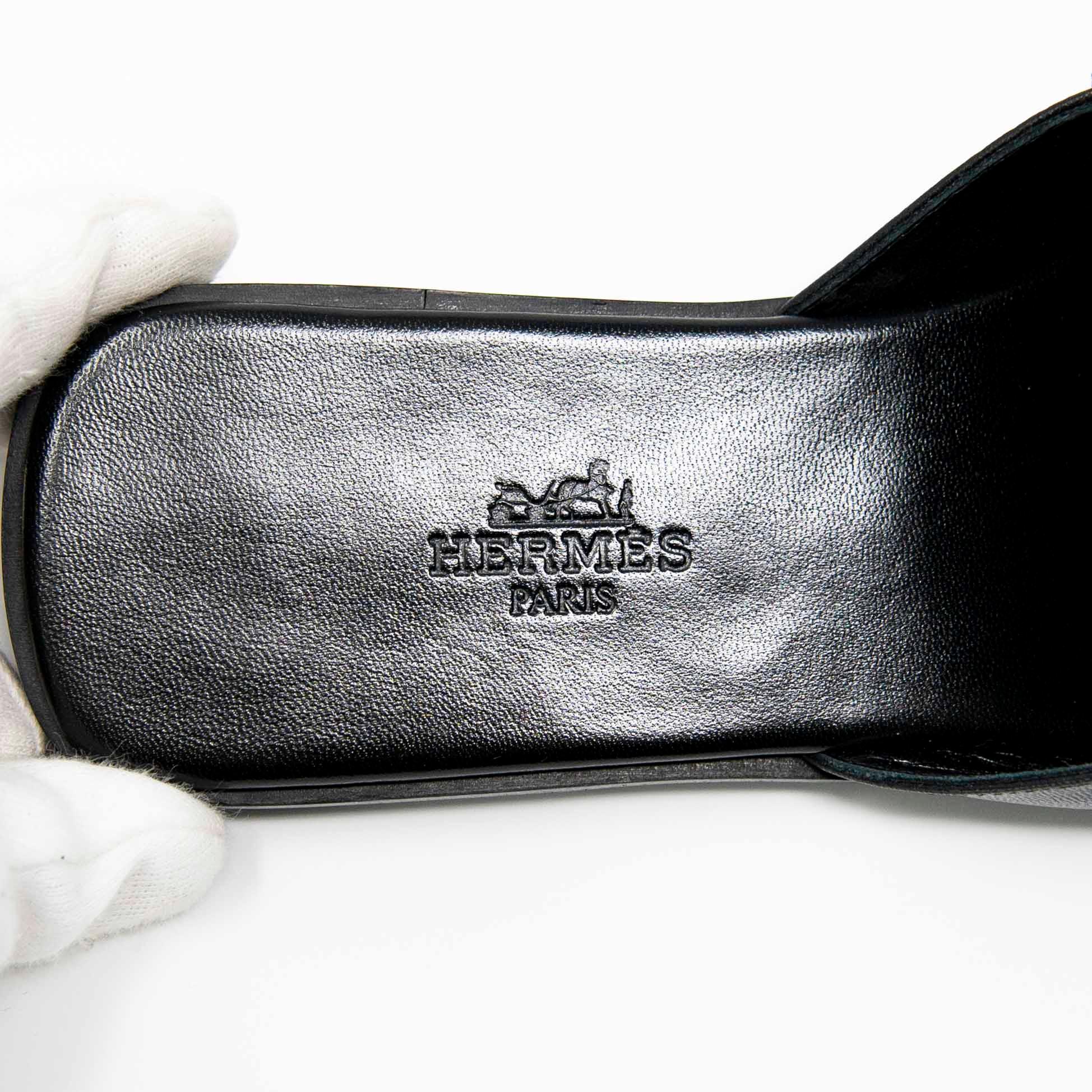 Hermes Black Chevre Auteuil Sandals 36 - Image 8