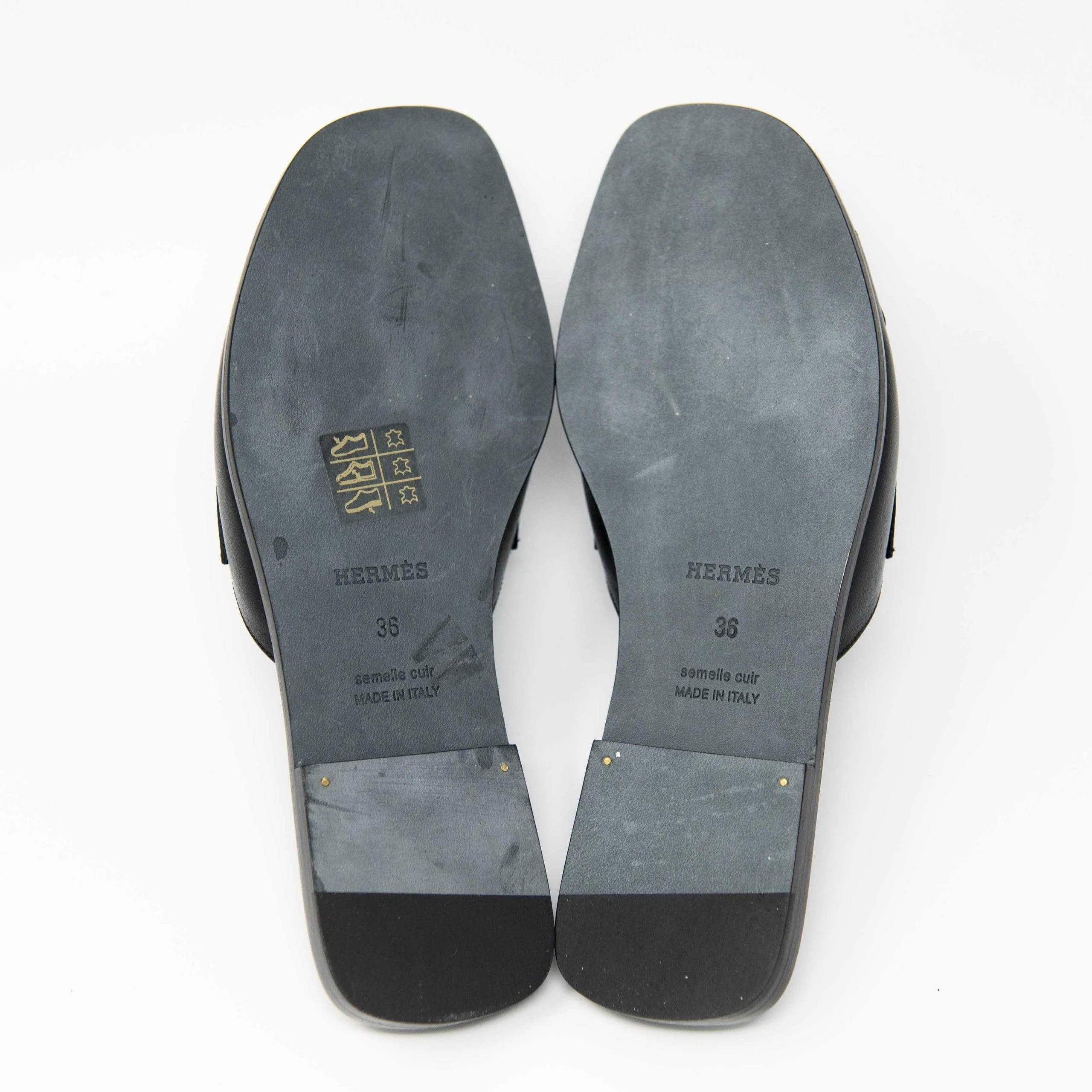 Hermes Black Chevre Auteuil Sandals 36 - Image 9