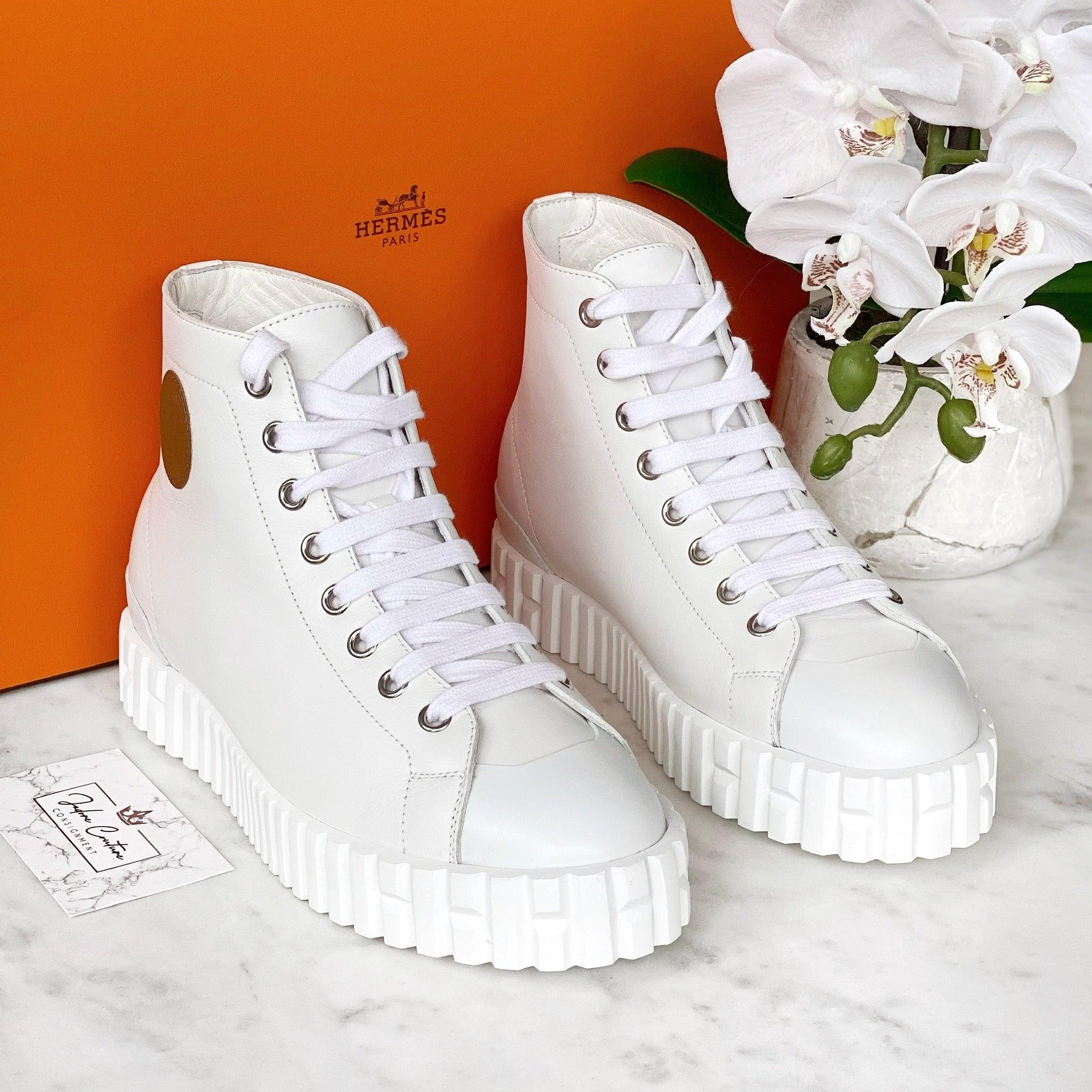 Hermes Blanc Calfskin Climb Sneakers 36 - Image 6