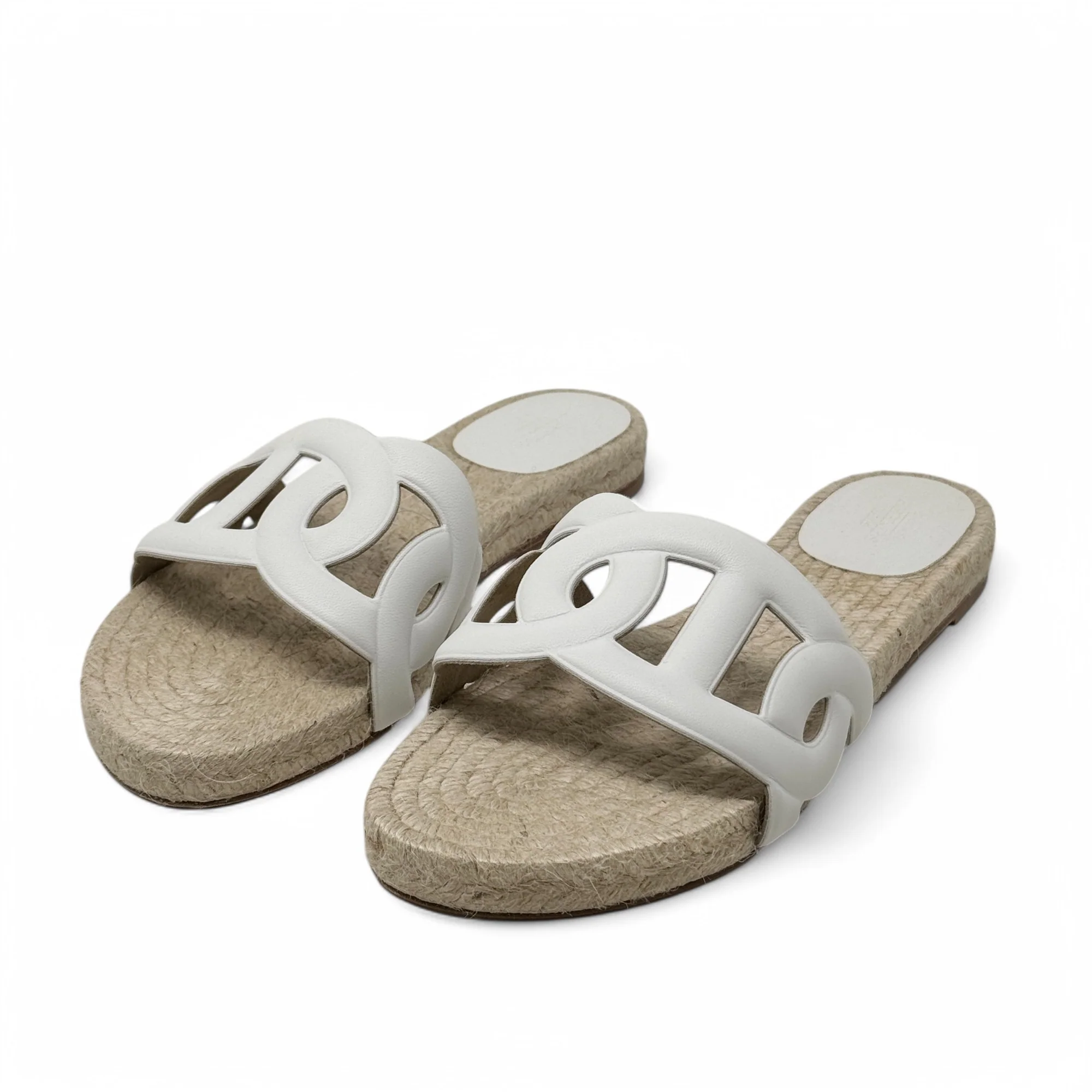 Hermes Blanc Famosa Espadrilles 37 - Image 2