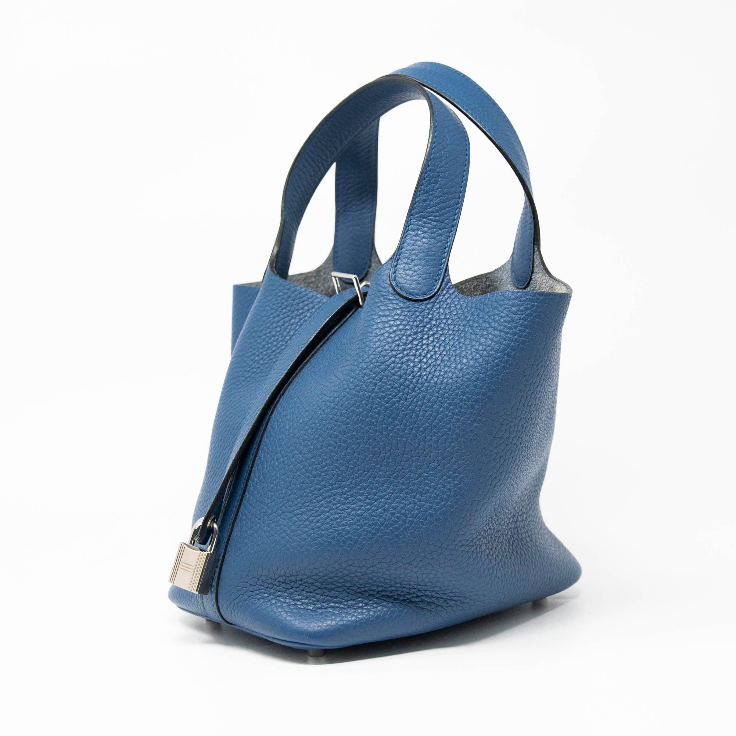 Hermes Bleu Agate Clemence Picotin 18 - Image 2