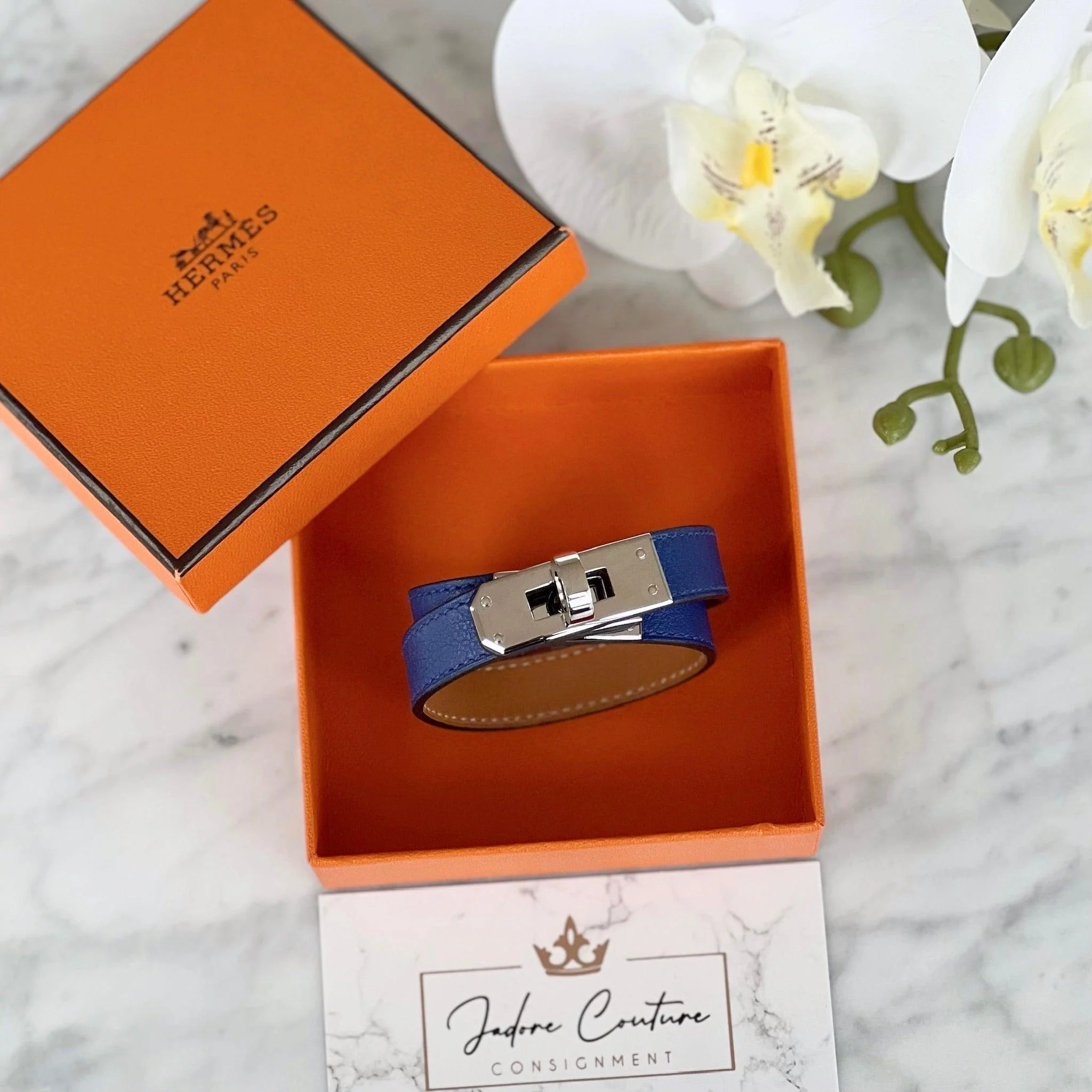 Hermes Bleu Saphir Swift Double Tour Bracelet XS - Image 6