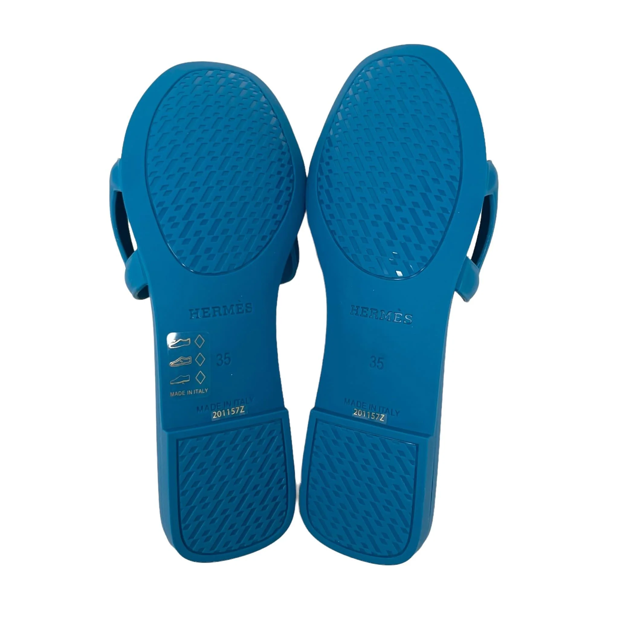 Hermes Blue Vif Rubber Aloha Sandals 35 - Image 4