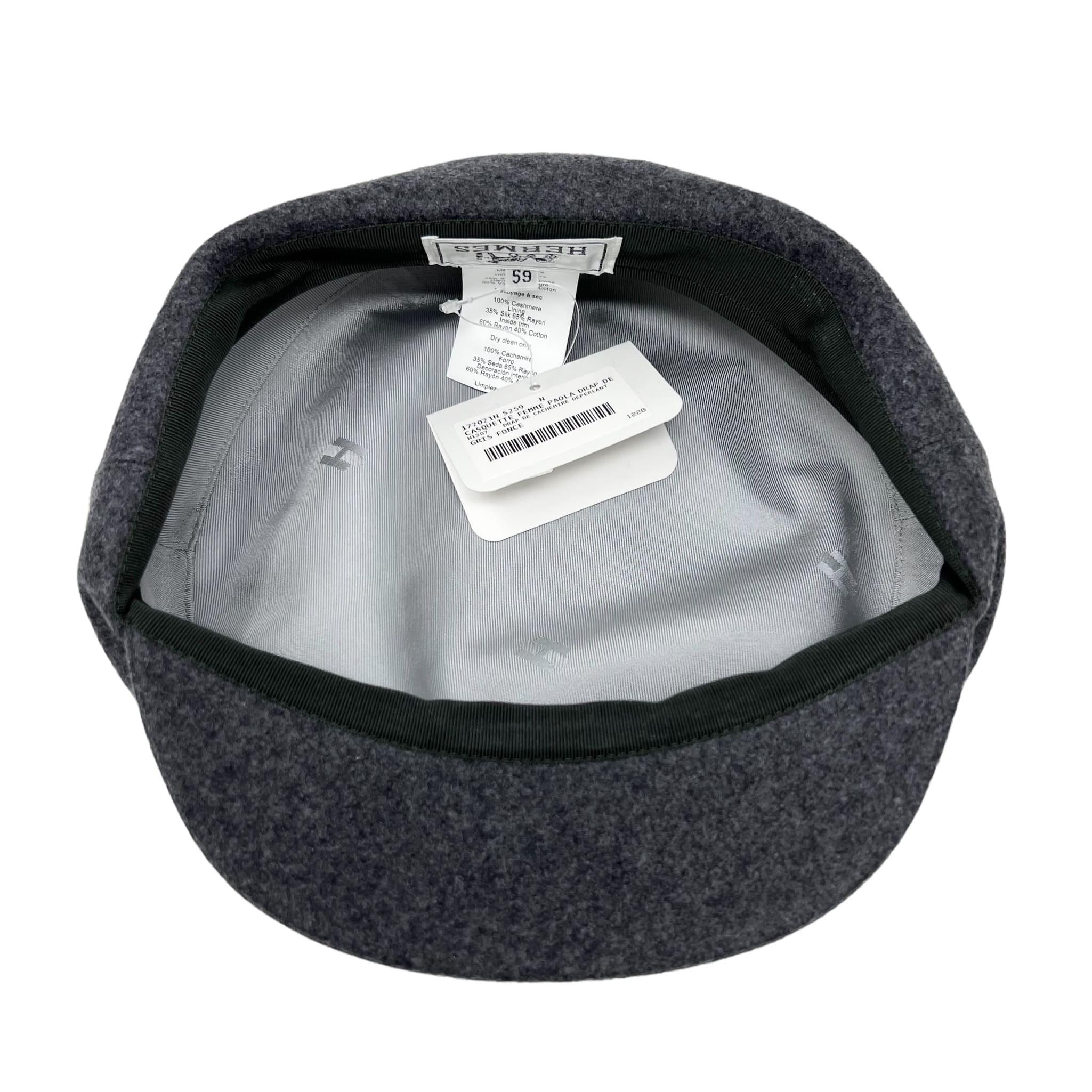 Hermes Grey Cashmere Casquette Femme Paola Cap - Image 6