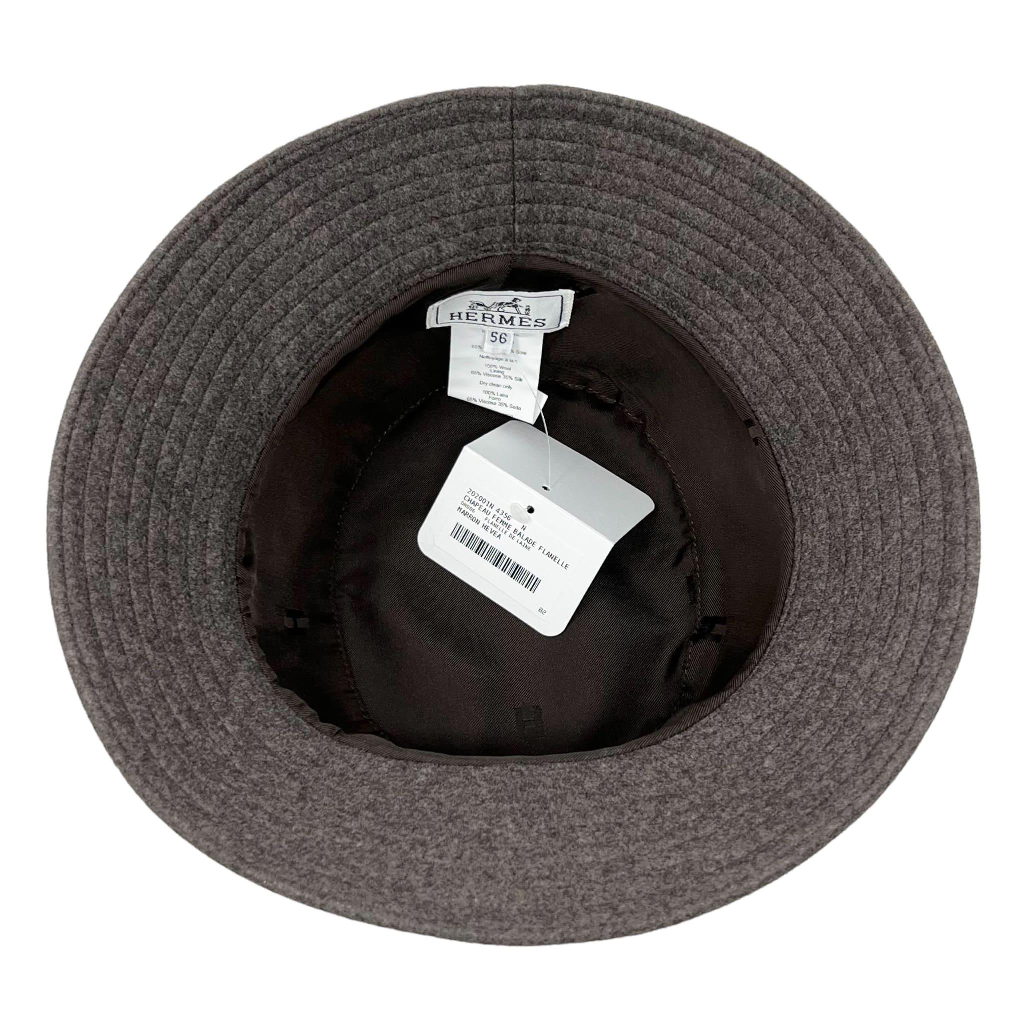 Hermes Grey Wool Balade Bucket Hat - Image 6