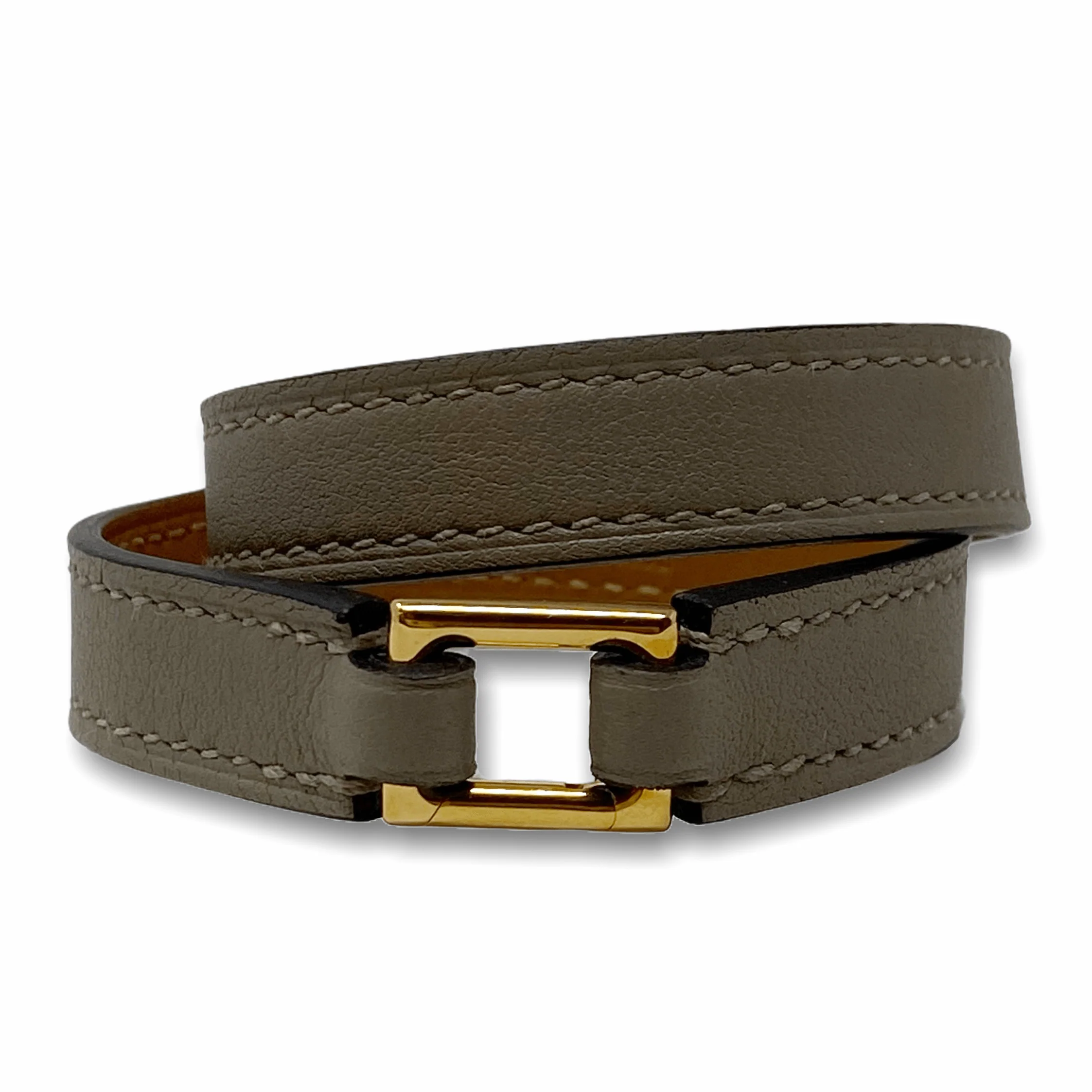 Hermes Gris Asphalt Box Rivale Double Tour Bracelet XS - Image 3