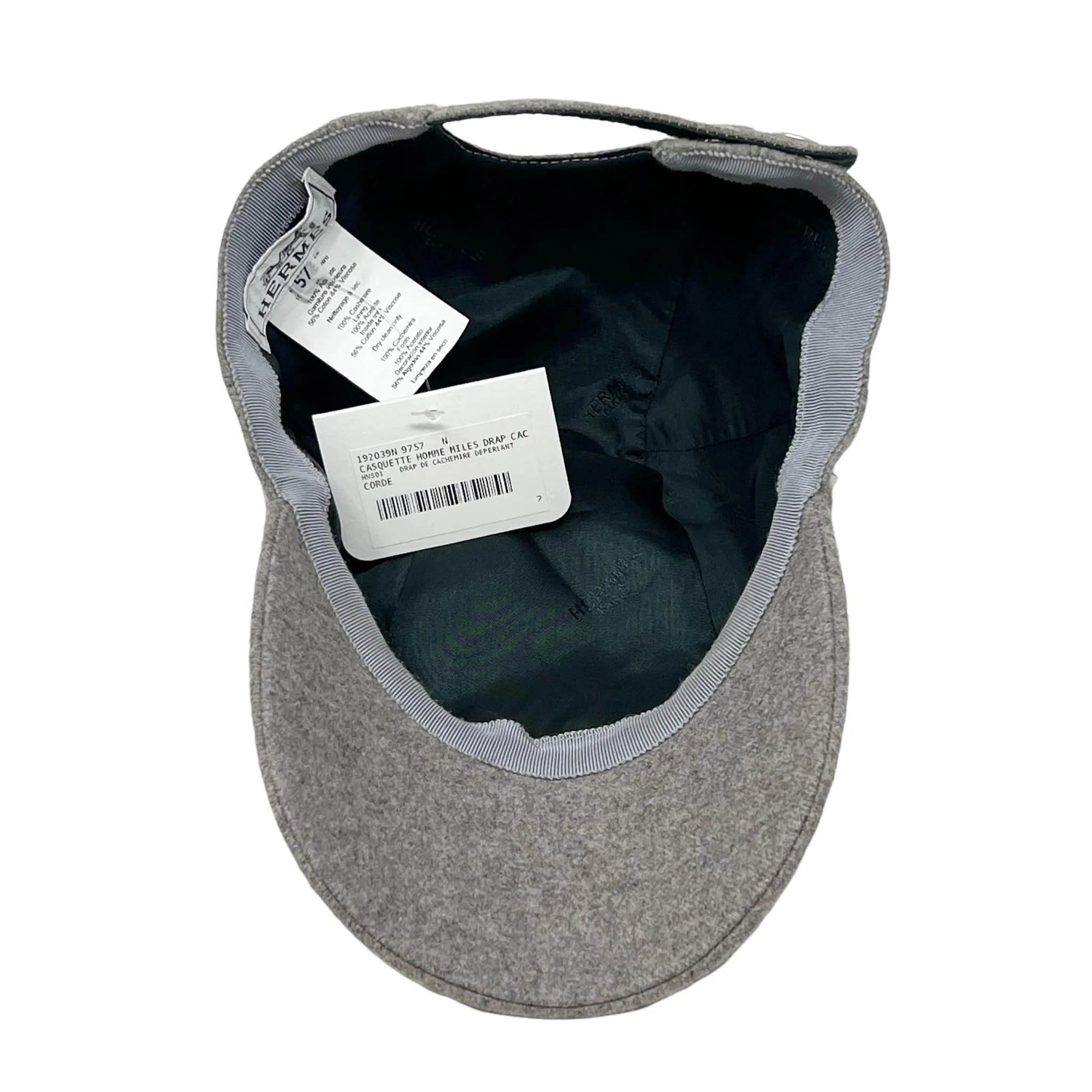 Hermes Gris Cashmere Baseball Hat 57 - Image 6