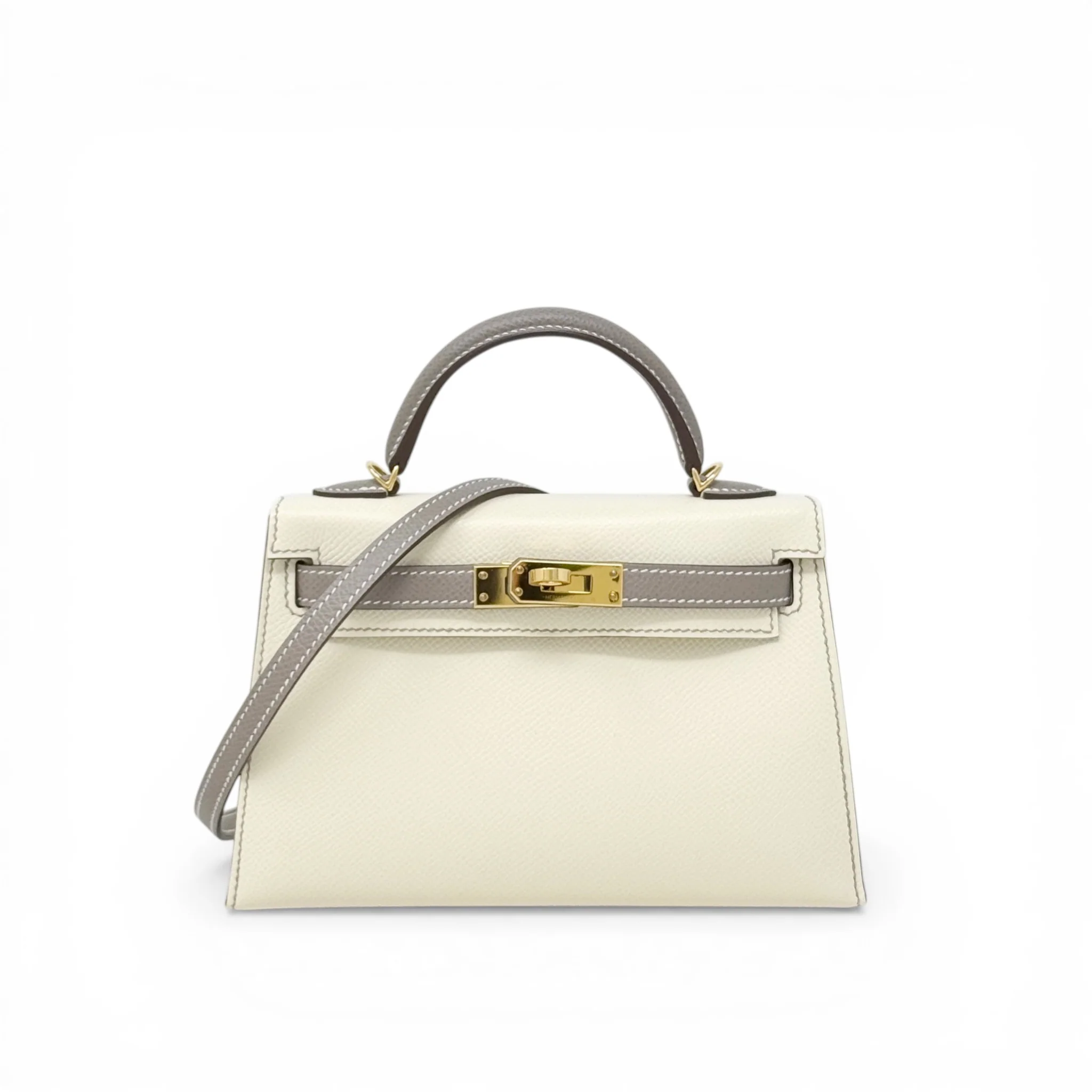 Hermes Nata/Gris Ashphlat Epsom Mini Kelly