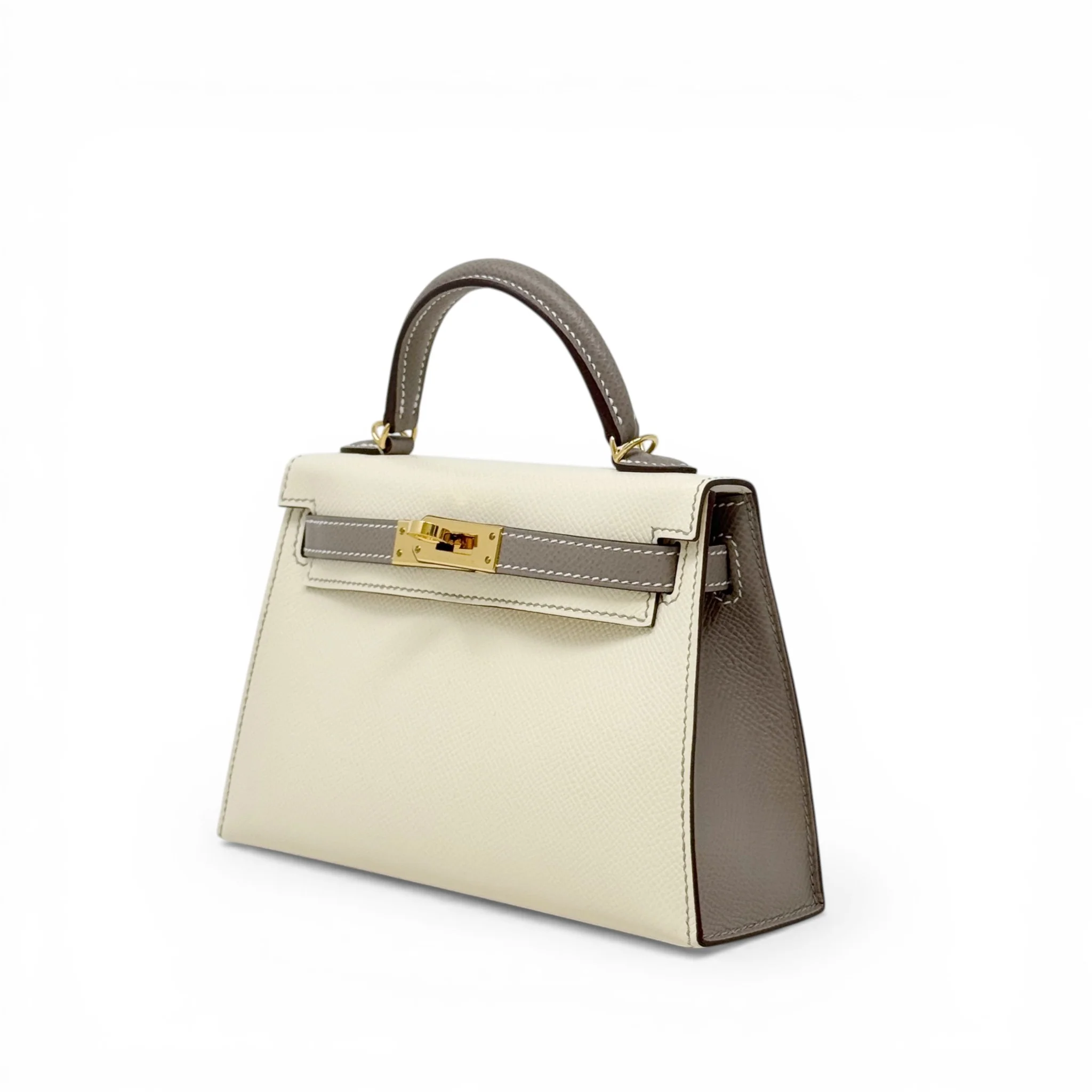 Hermes Nata/Gris Ashphlat Epsom Mini Kelly - Image 2