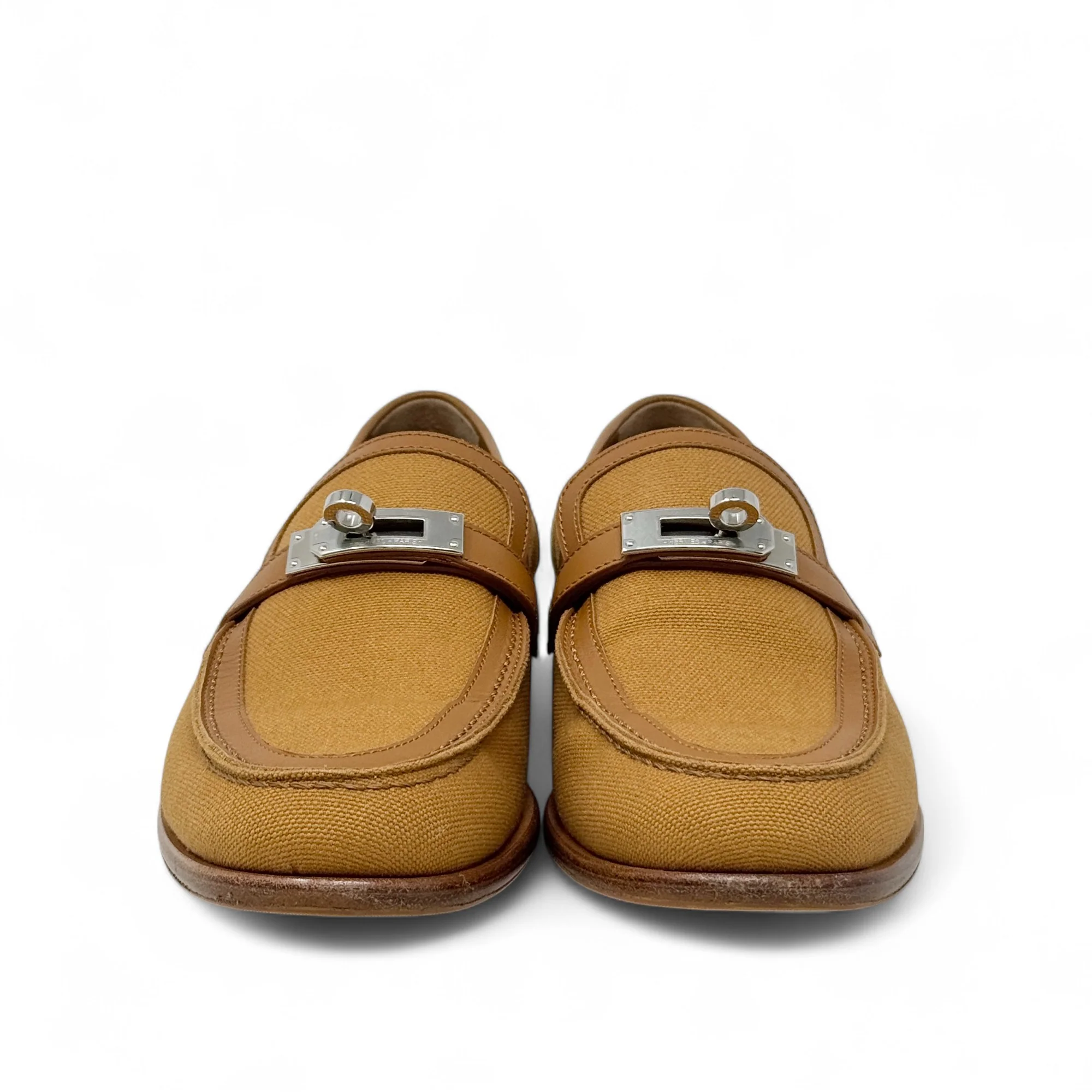 Hermes Naturel Beige Dore Destin Loafer 37 - Image 3