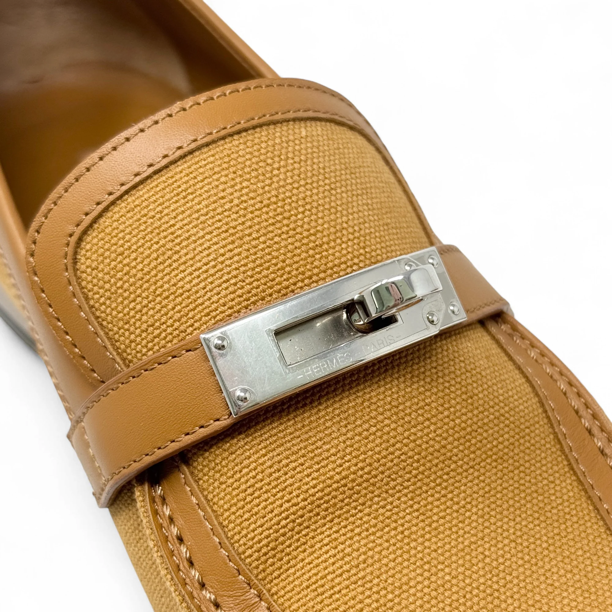 Hermes Naturel Beige Dore Destin Loafer 37 - Image 7