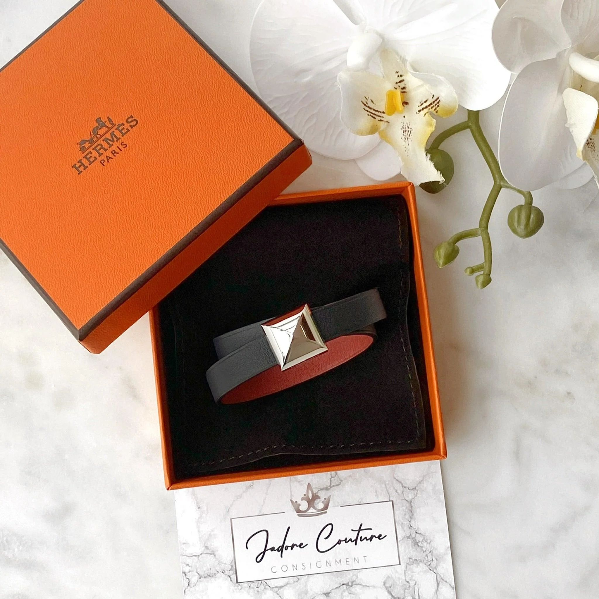 Hermes Noir Swift Medor Infini Double Tour Bracelet T1 - Image 4